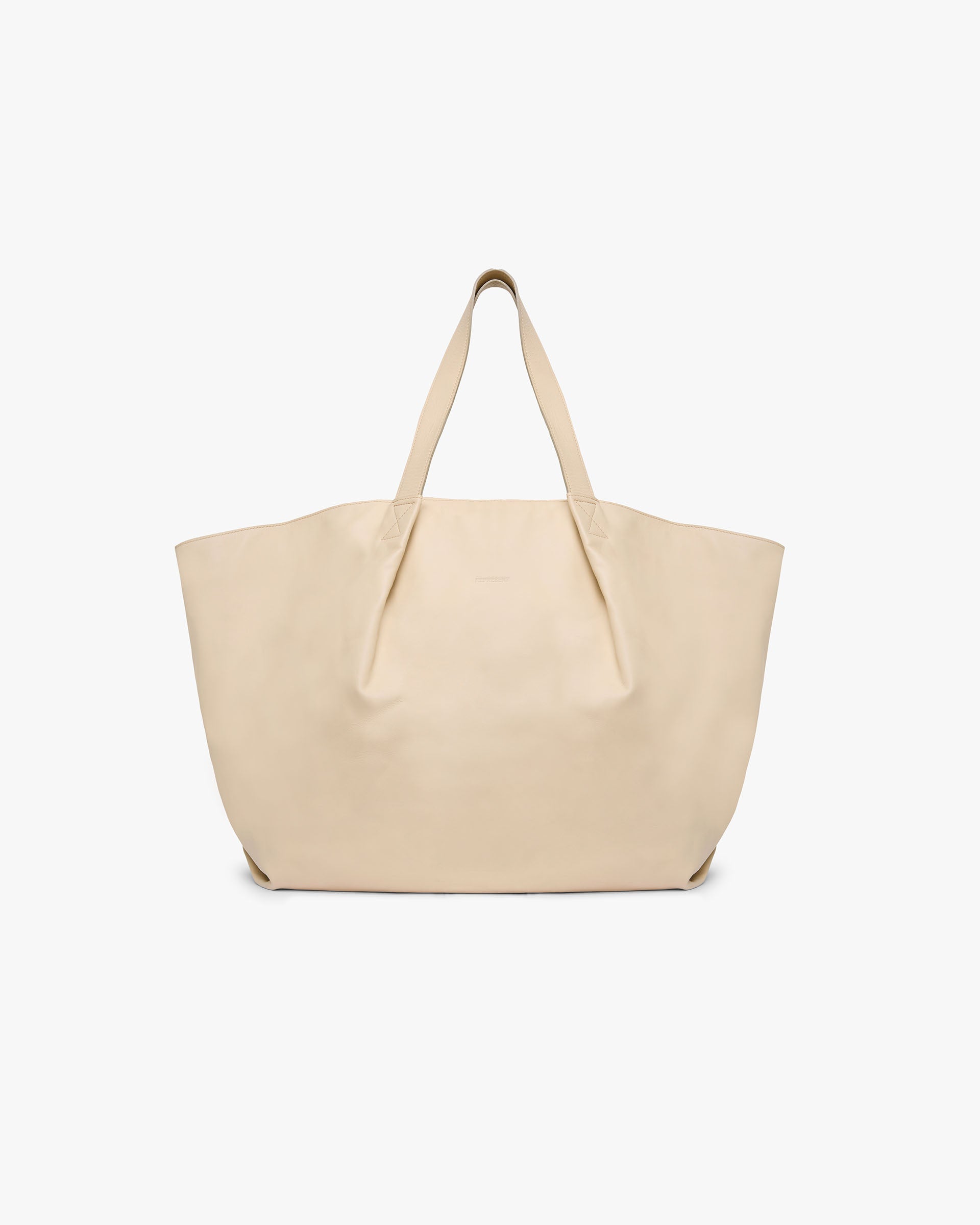 Leather Pleat Large Tote - Taupe