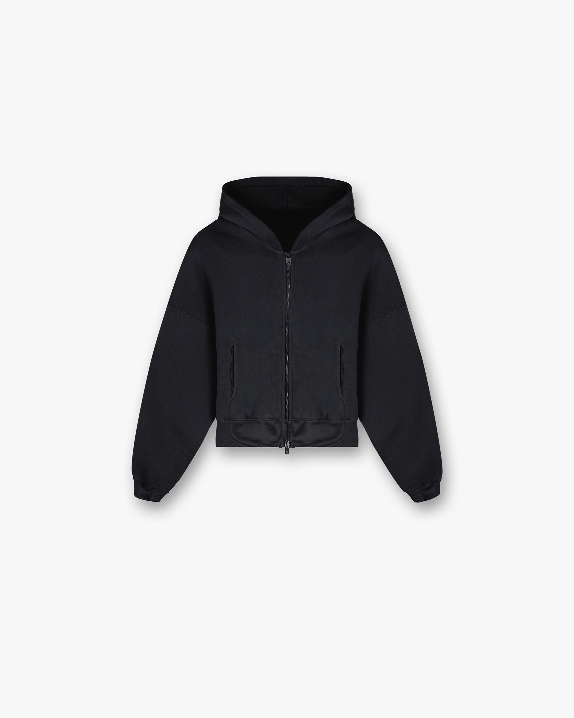 Initial Oversized Crop Hoodie - Washed Black