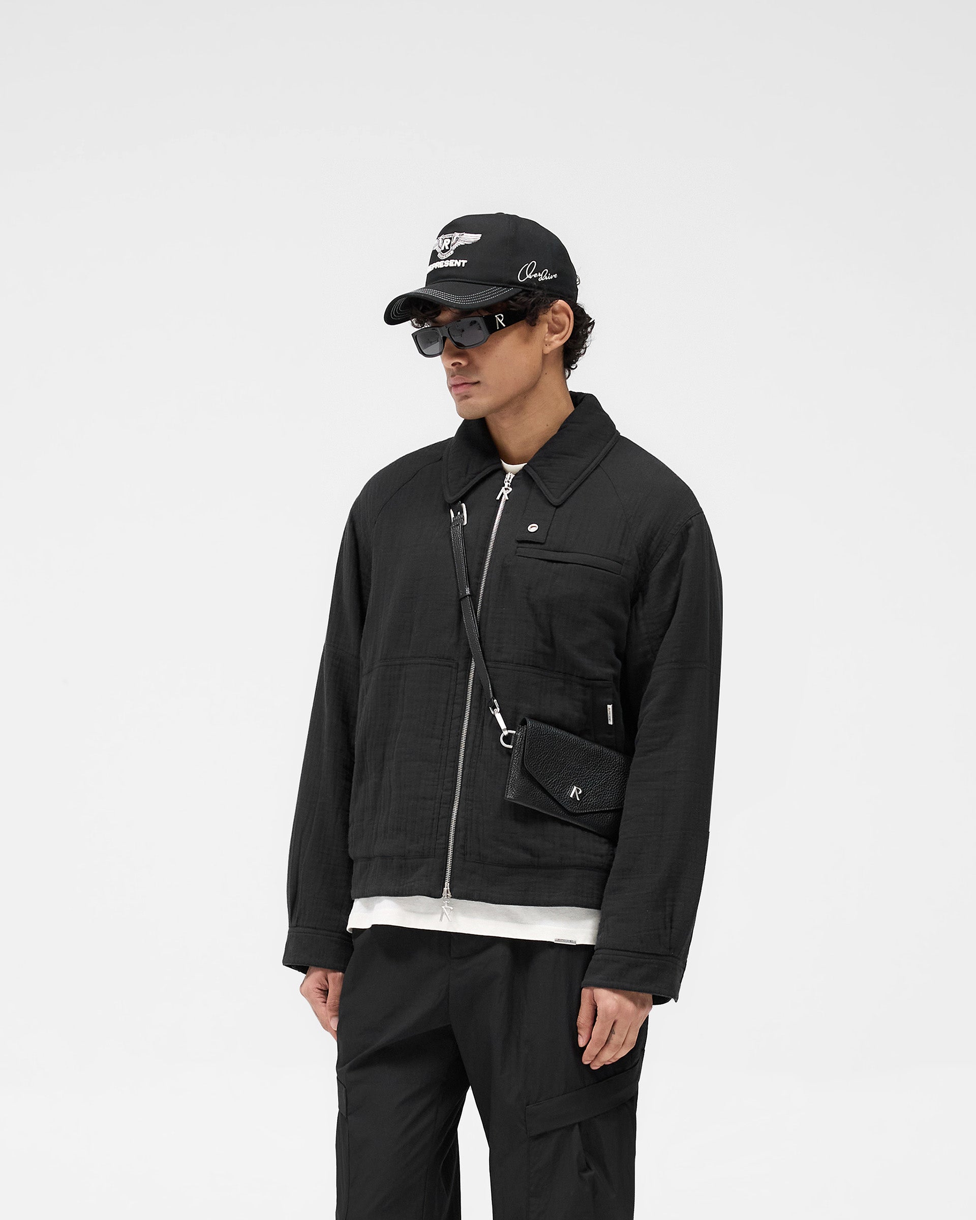 Crinkle Trucker Jacket - Black