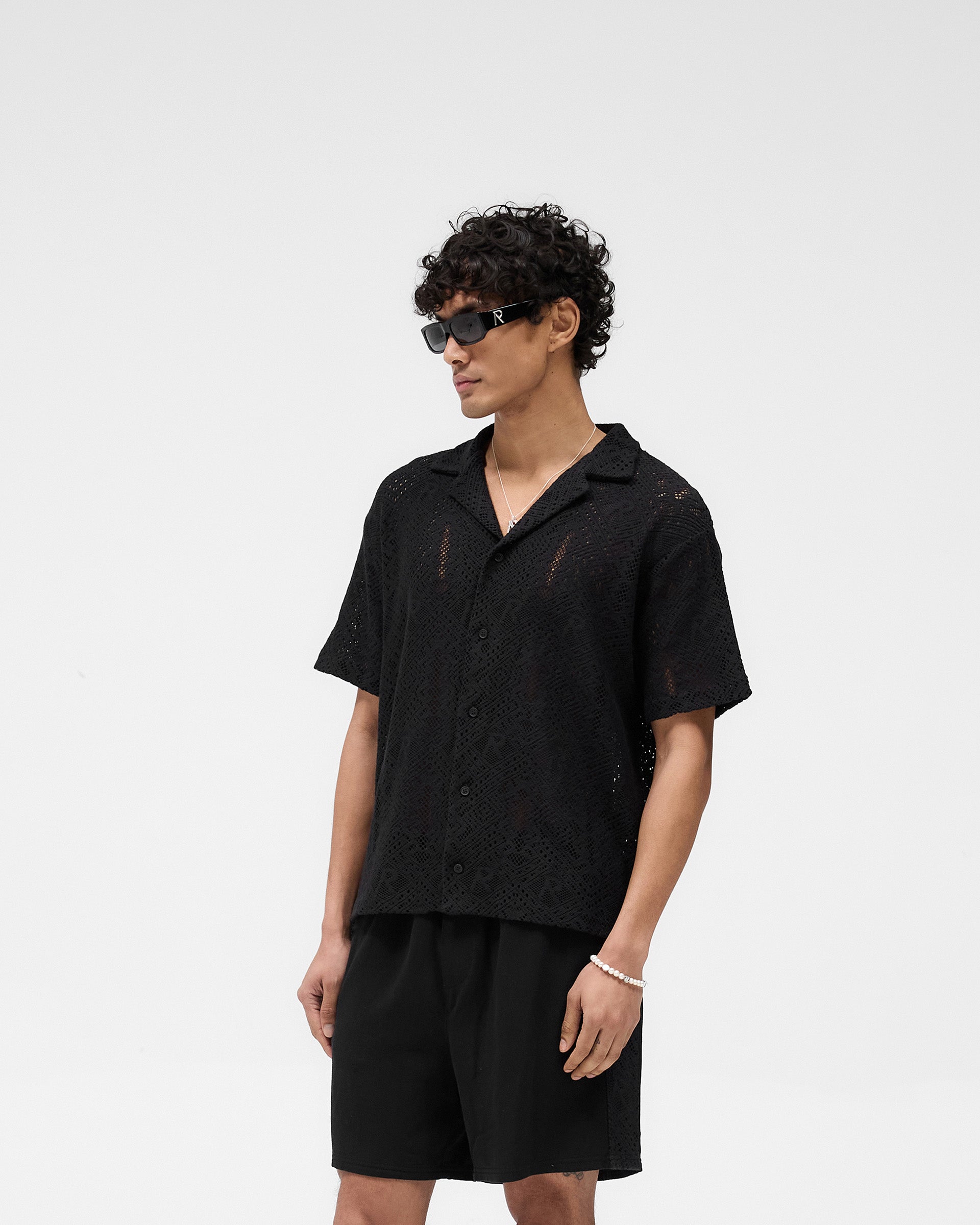 All Over Crochet Shirt - Jet Black