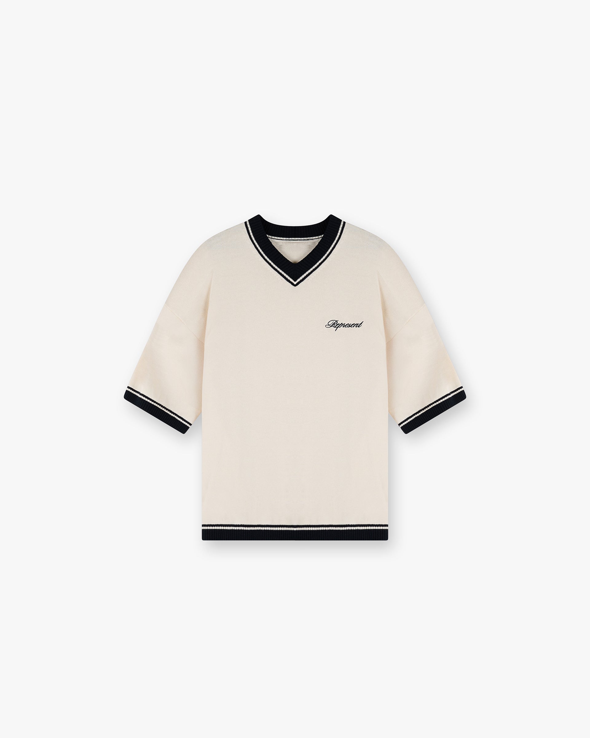 Script Embroidered Knit - Off White