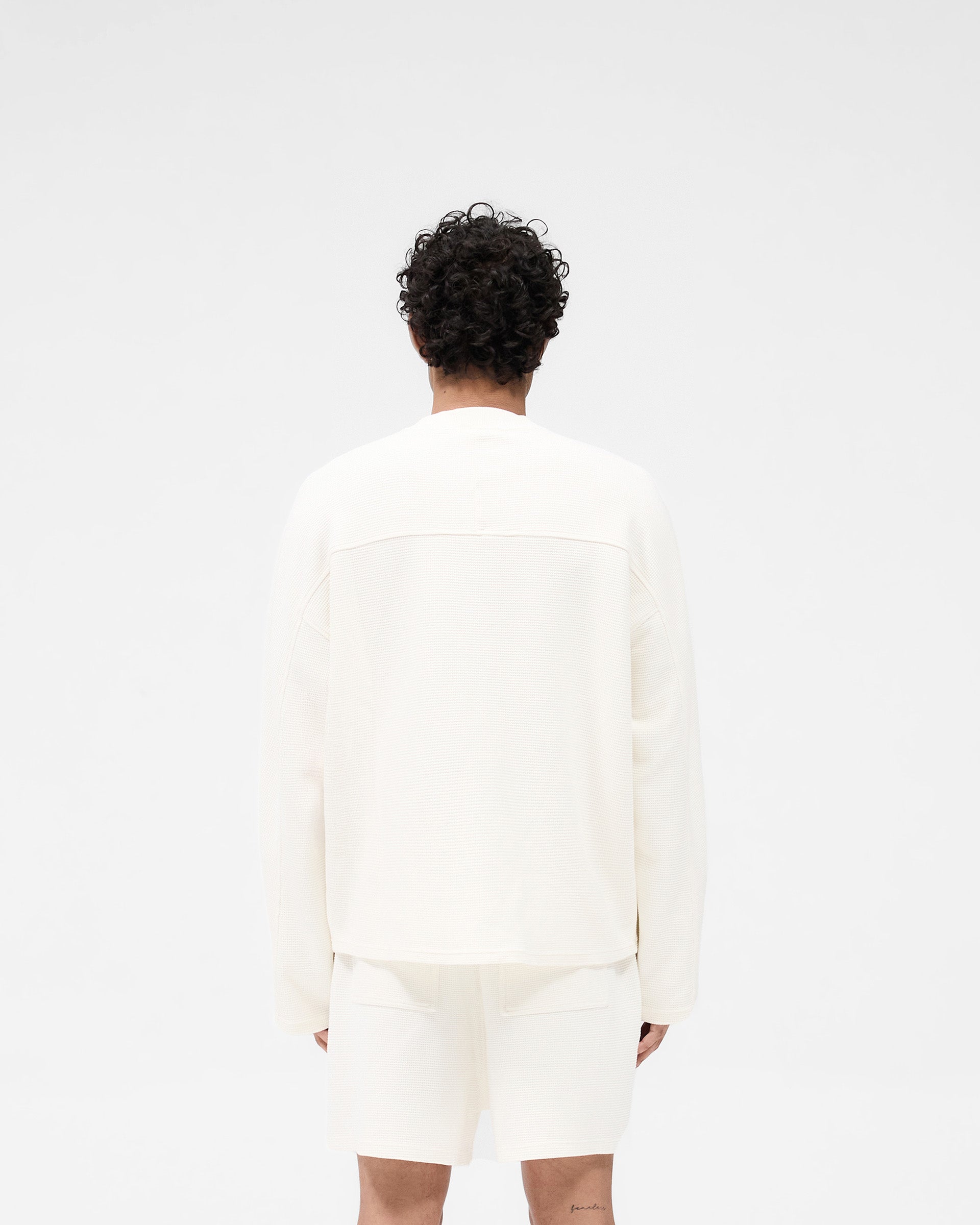 Waffle Long Sleeve T-Shirt - Flat White