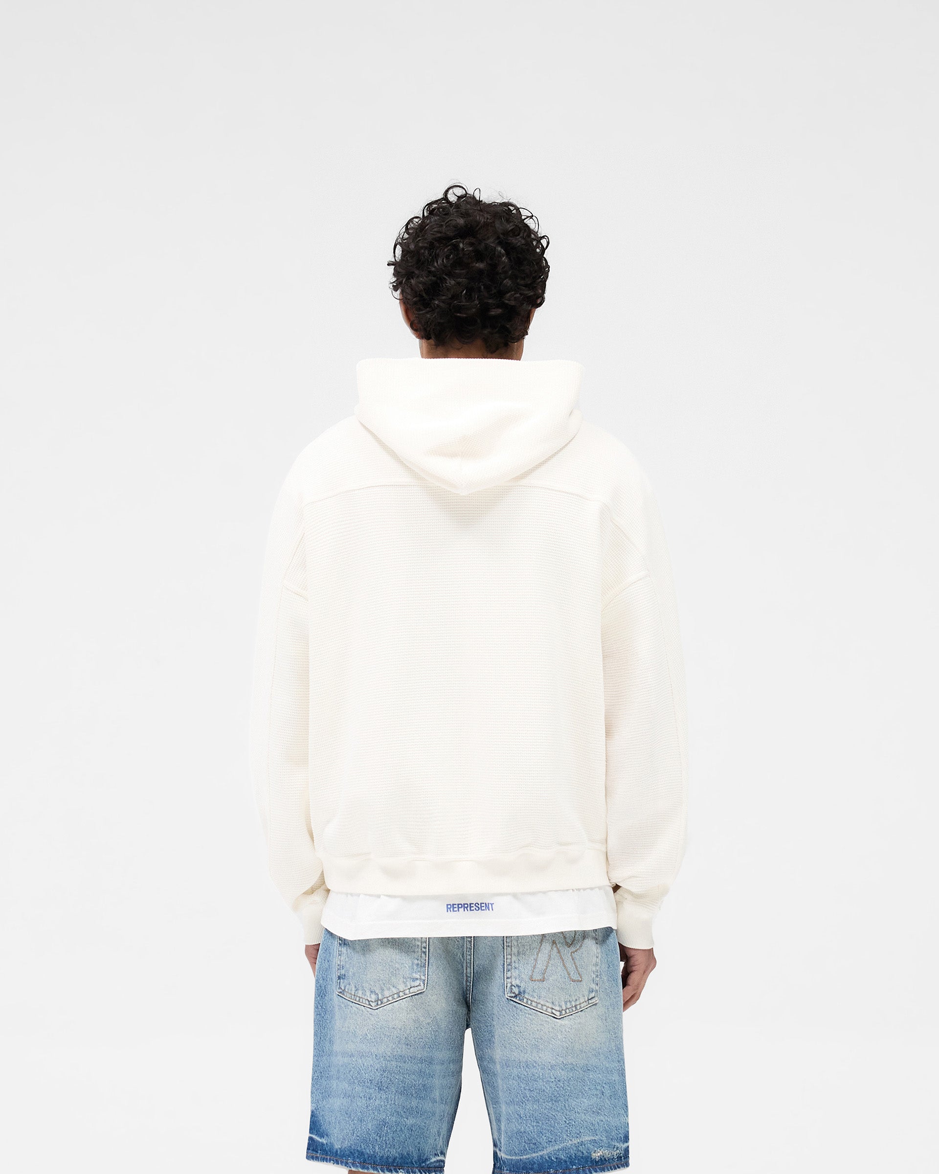Waffle Zip Through Hoodie - Flat White