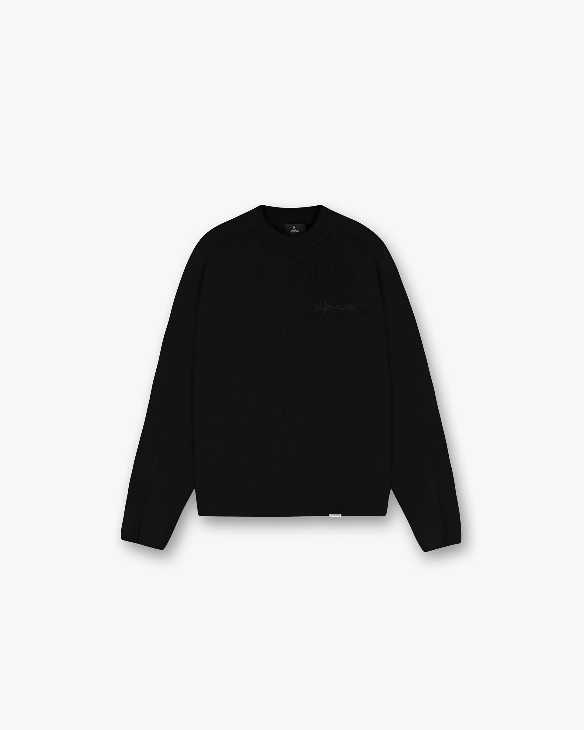 Waffle Long Sleeve T-Shirt - Black