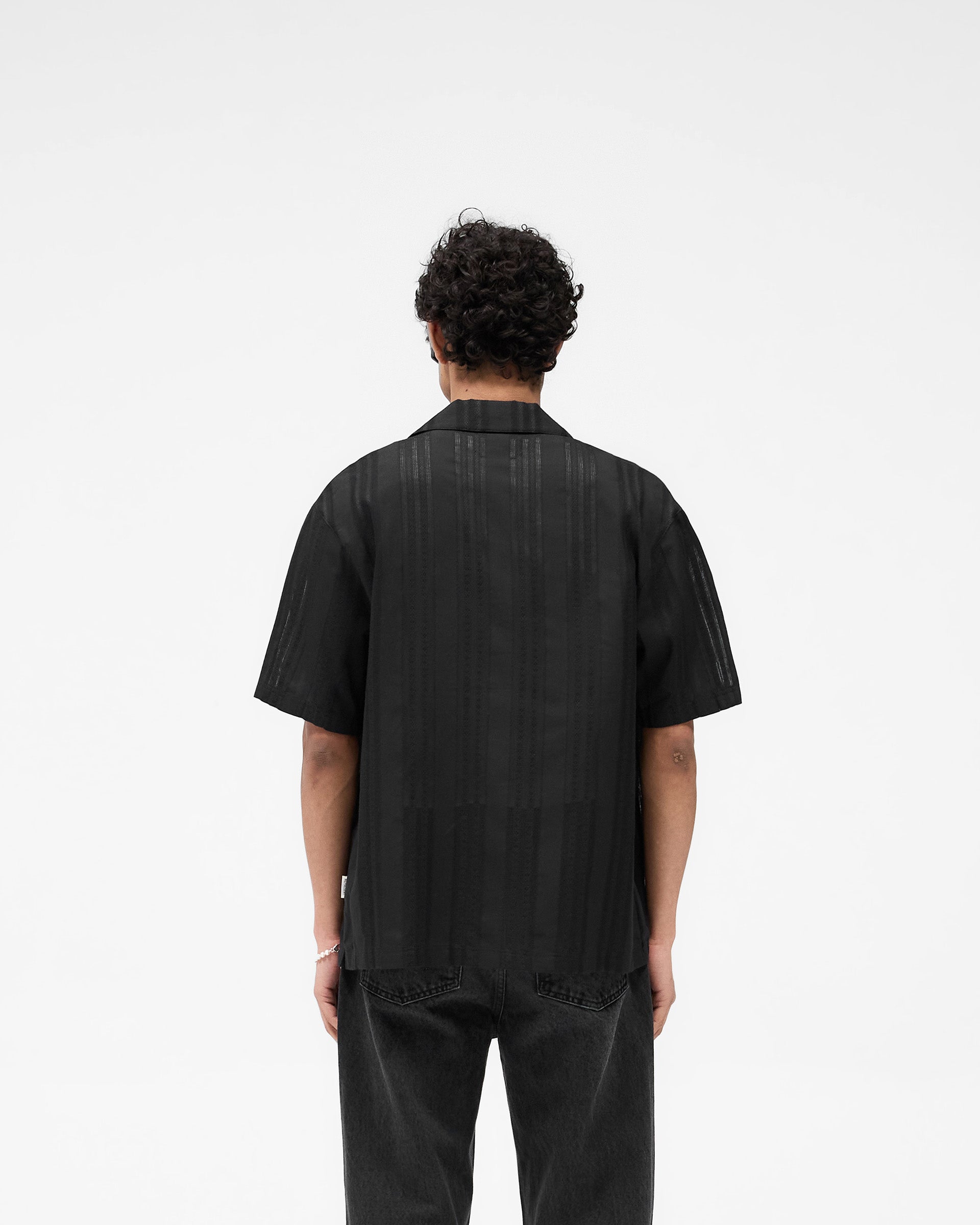 Embroidered Bowling Shirt - Jet Black