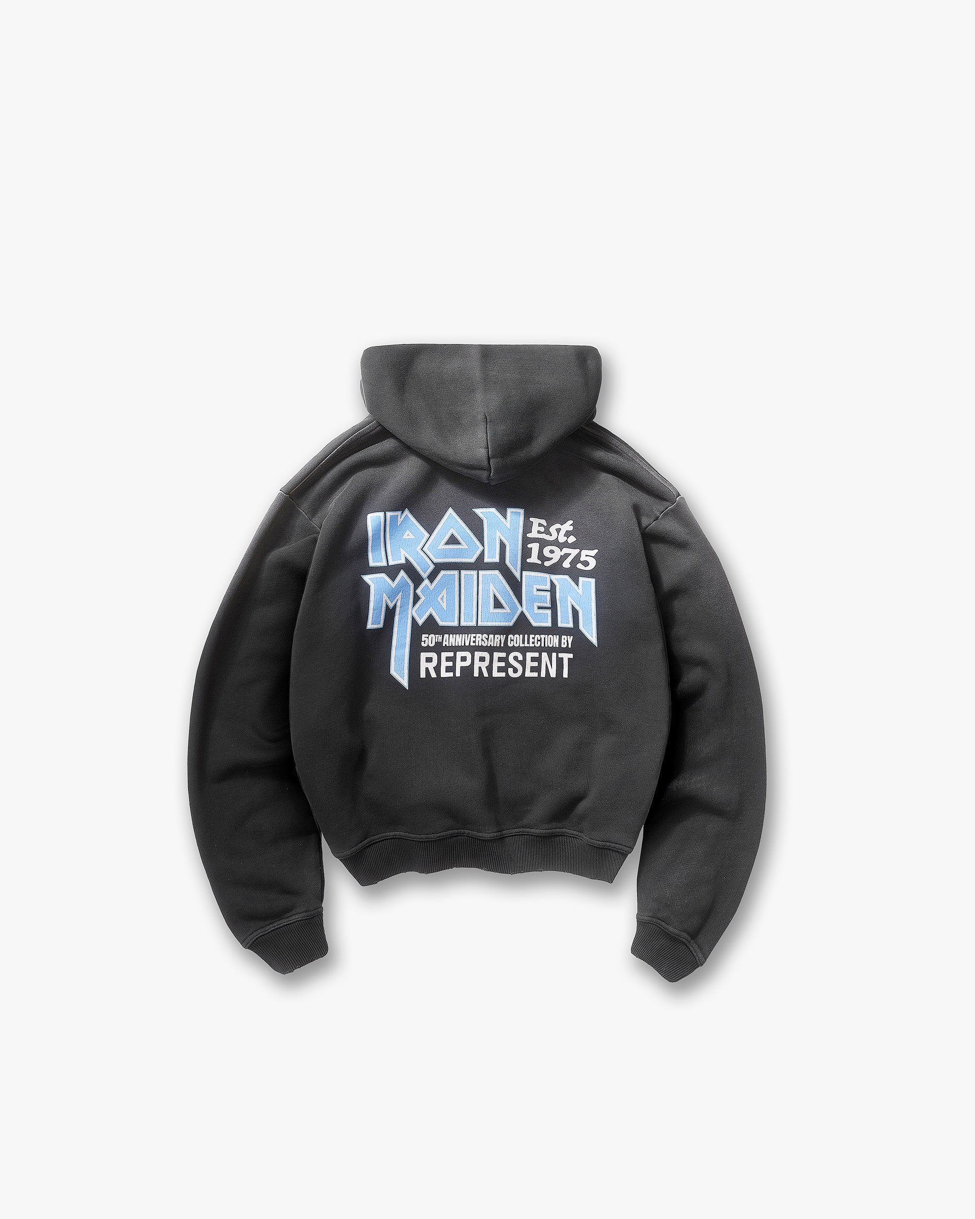 Represent X Iron Maiden Anniversary Zip Through Hoodie - Stained Black