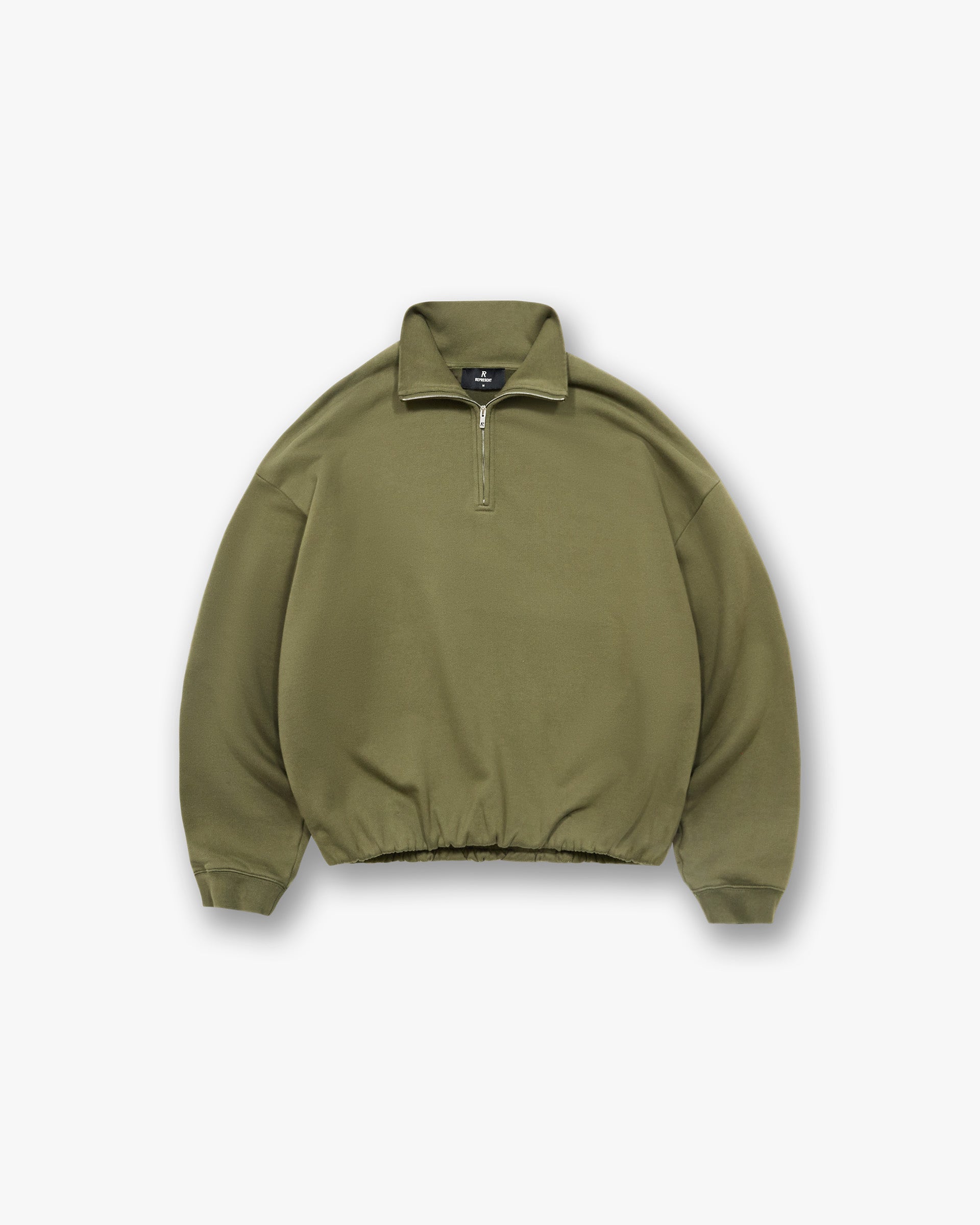 Initial Funnel Neck Quarter Zip Sweatshirt - Army Green