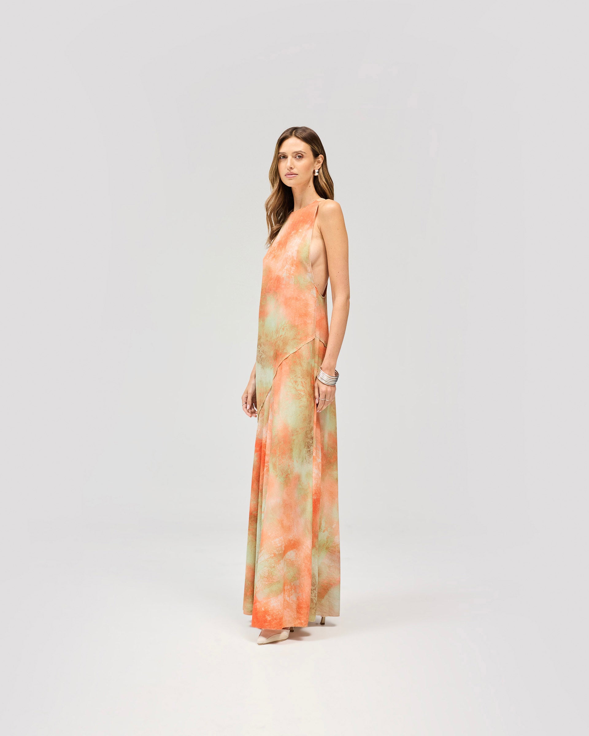 Illusion Maxi Dress - Forest Print Orange