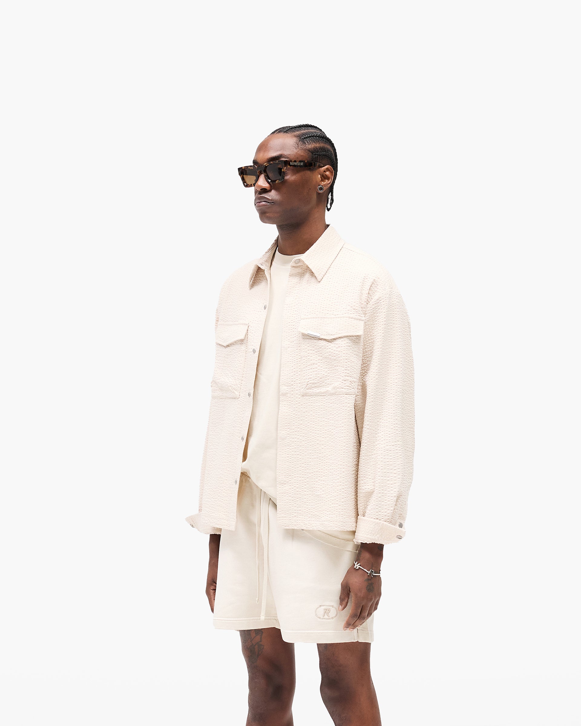 Textured Long Sleeve Shirt - Champagne