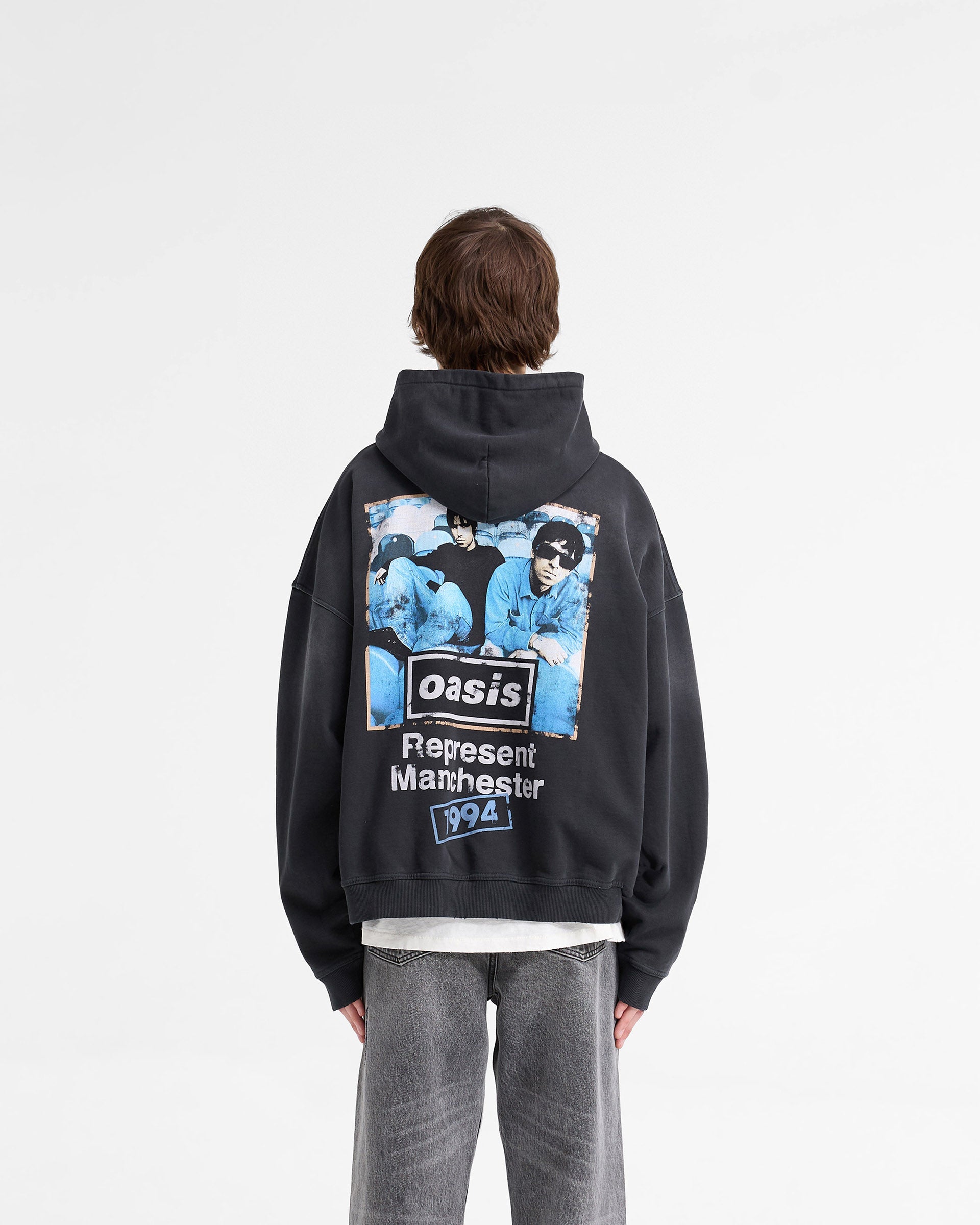 Represent X Oasis Maine Road Hoodie - Washed Black