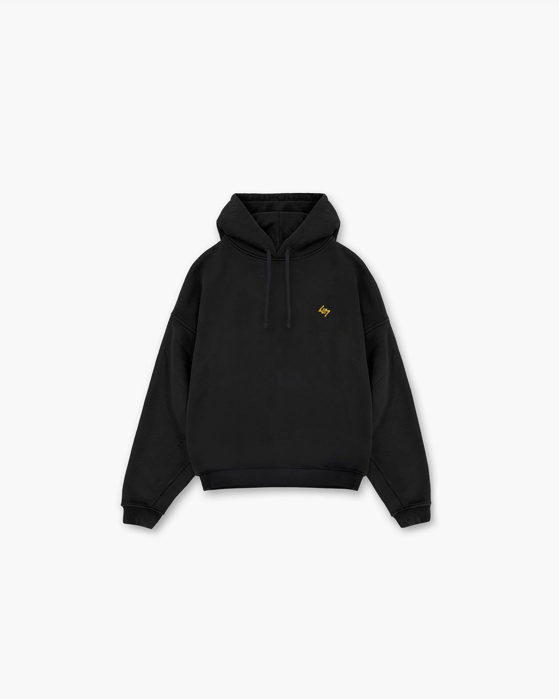 Front product image of a kids black hoodie on a plain white background | 247 On His Shoulders Boxy Hoodie in Off Black | Oversized kids hoodie with screen printed graphic | 247 Hoodies | Represent Clo