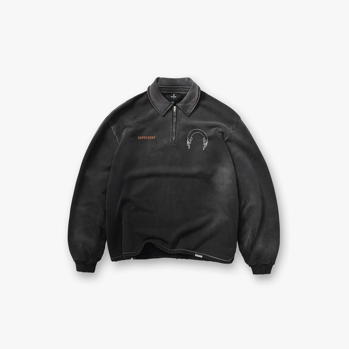 Represent Banner Quarter Zip Sweatshirt - Stained Black