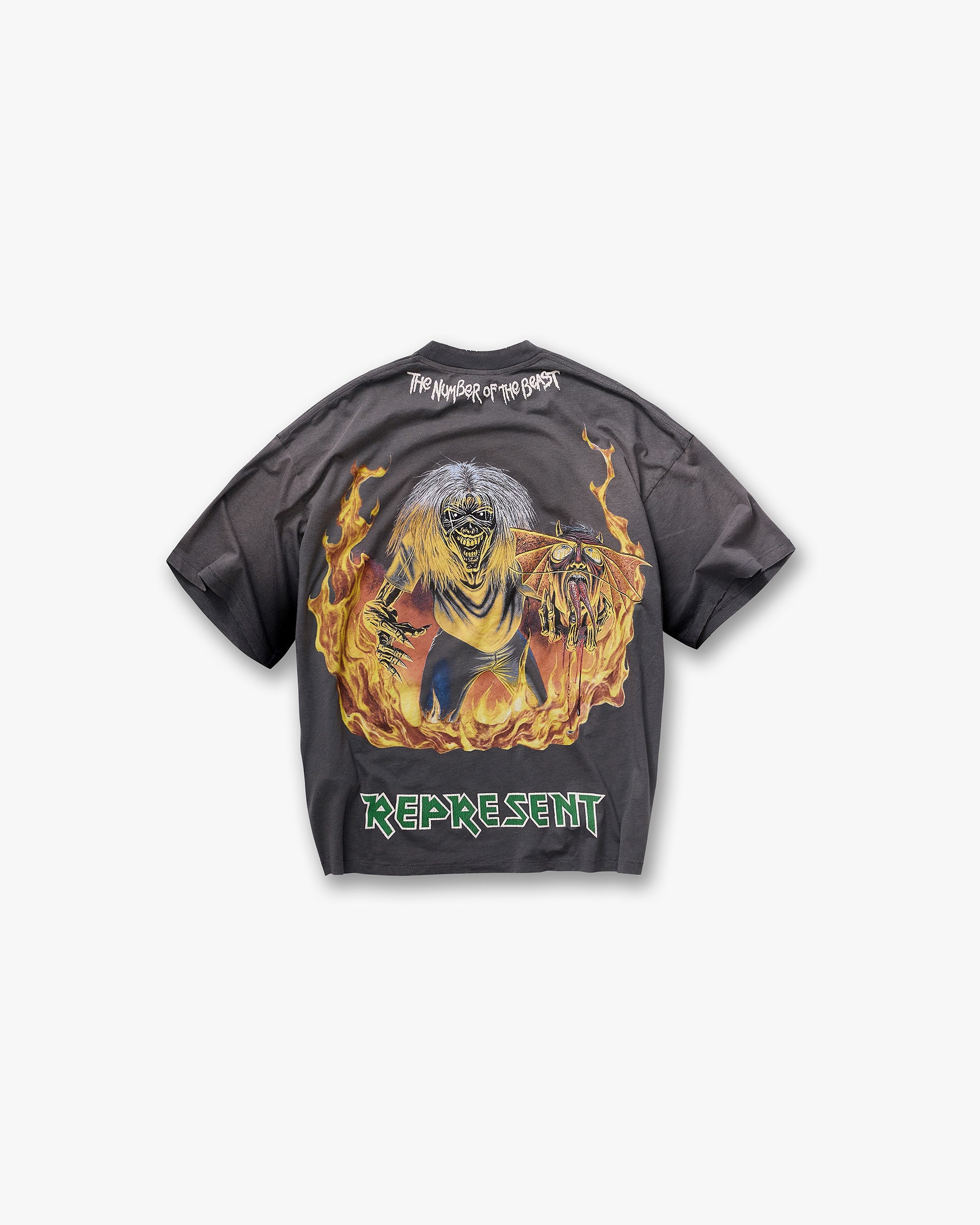 Represent X Iron Maiden Number Of Beast T-Shirt - Sunfade Grey