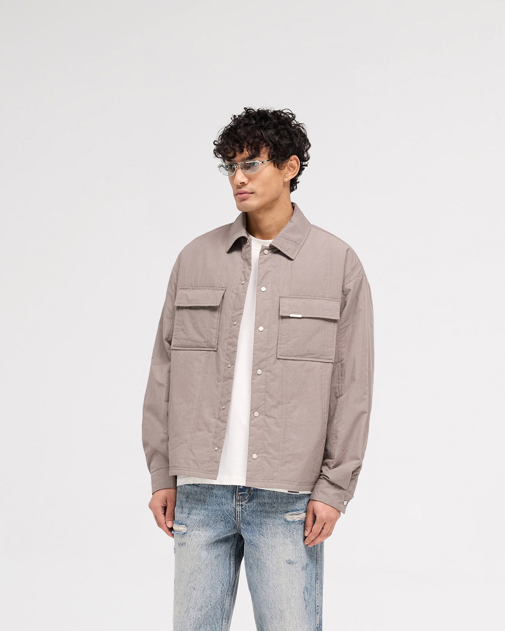 Quilted Overshirt - Mid Grey