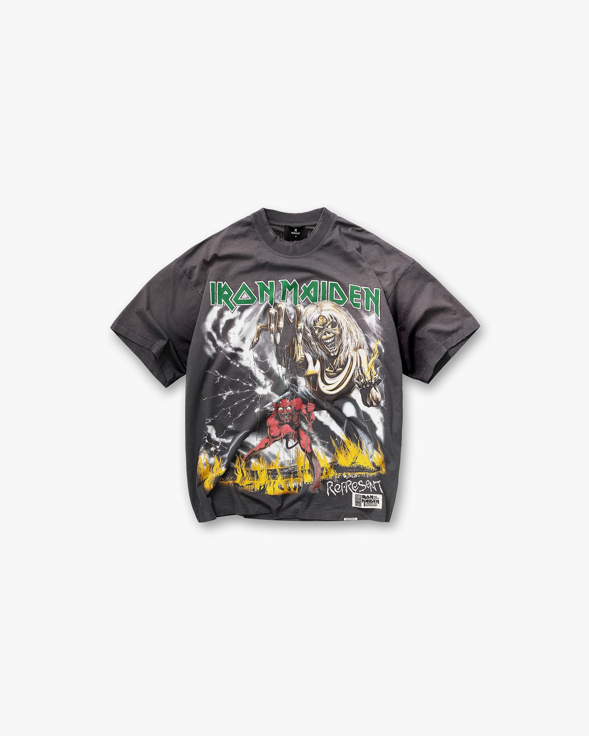Represent X Iron Maiden Number Of Beast T-Shirt - Sunfade Grey