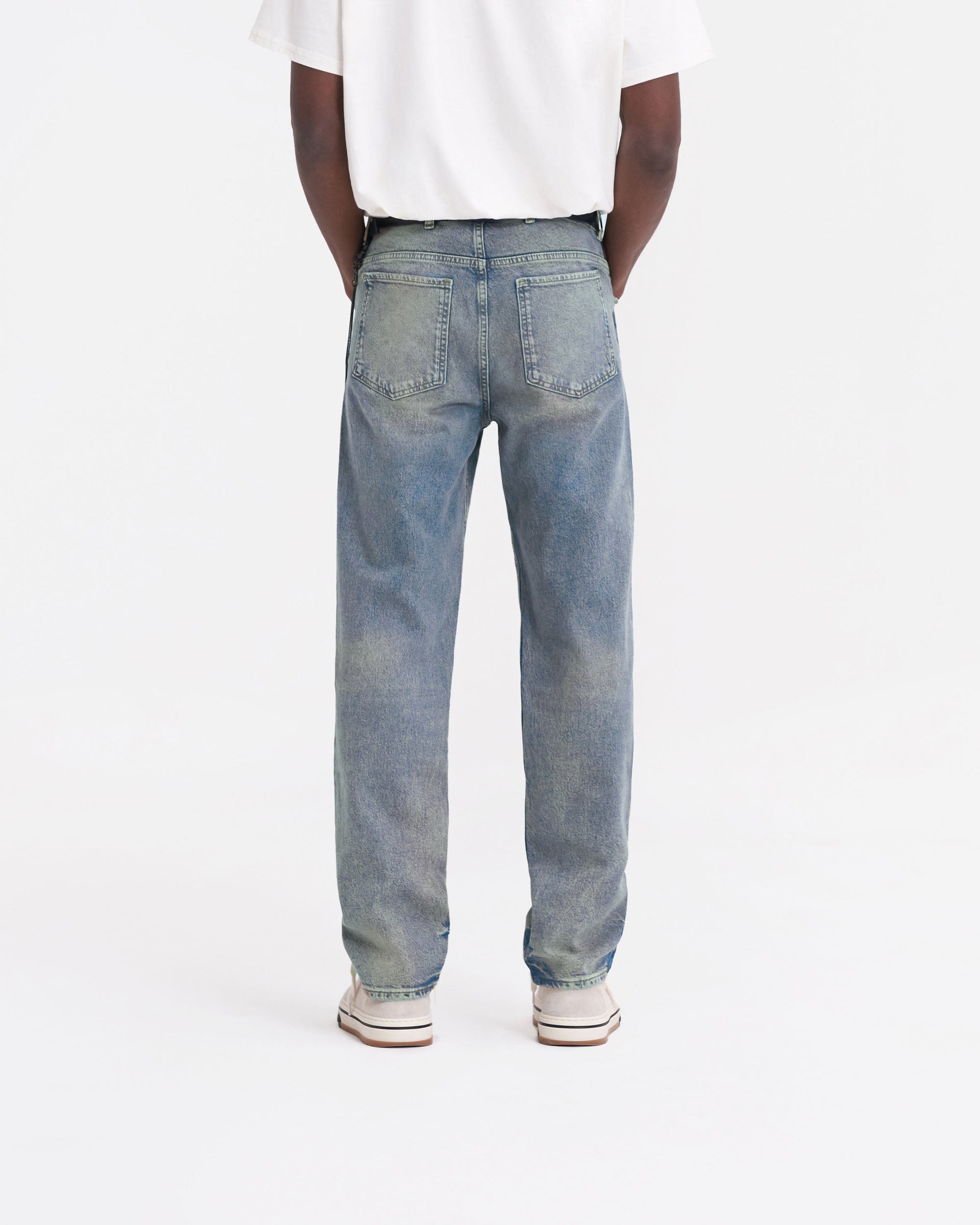 R2 Straight Leg Denim | Blue Cream Denim FW23 | Represent Clo