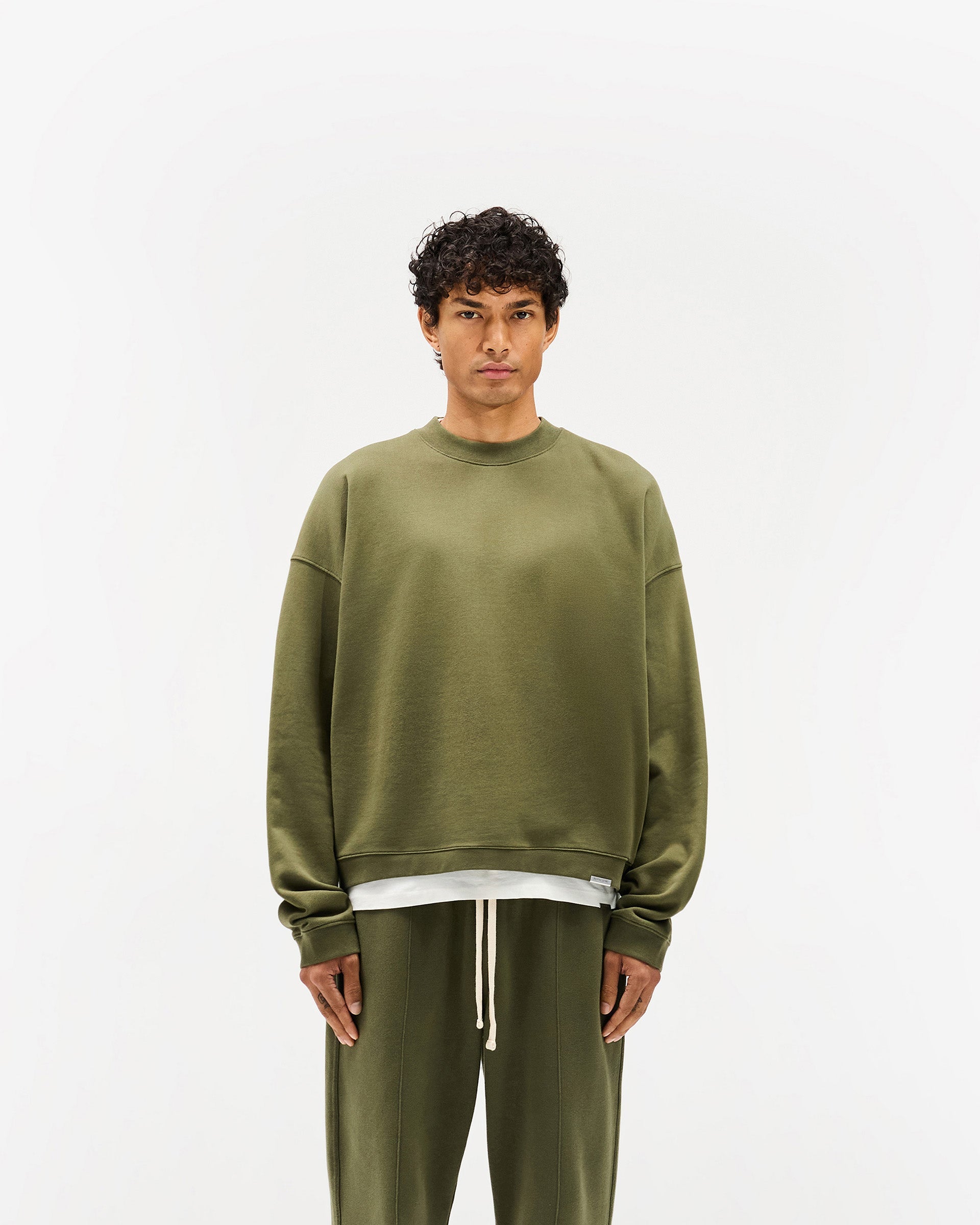 Initial Boxy Sweater - Army Green