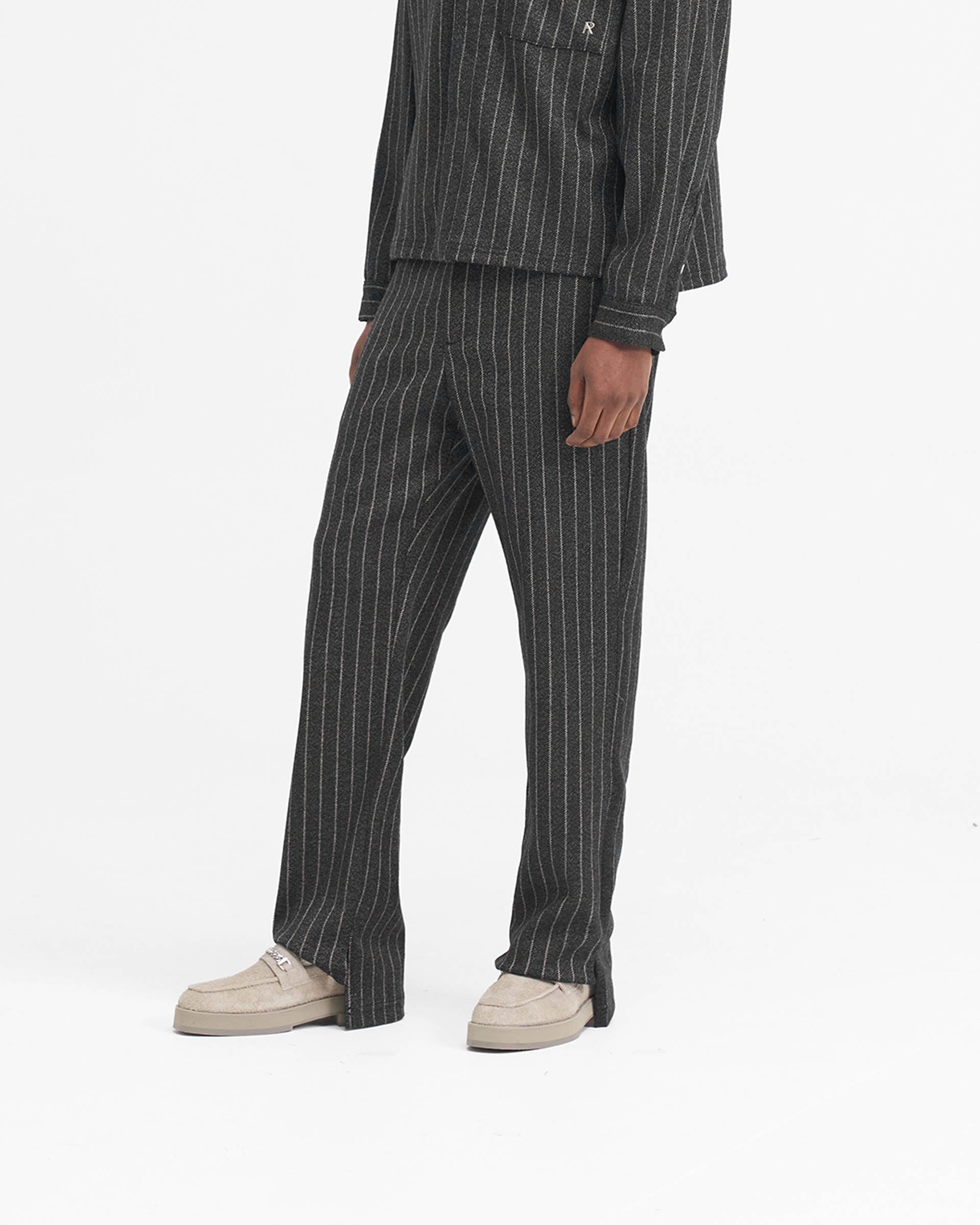 Stepped Hem Pant - Black Pinstripe