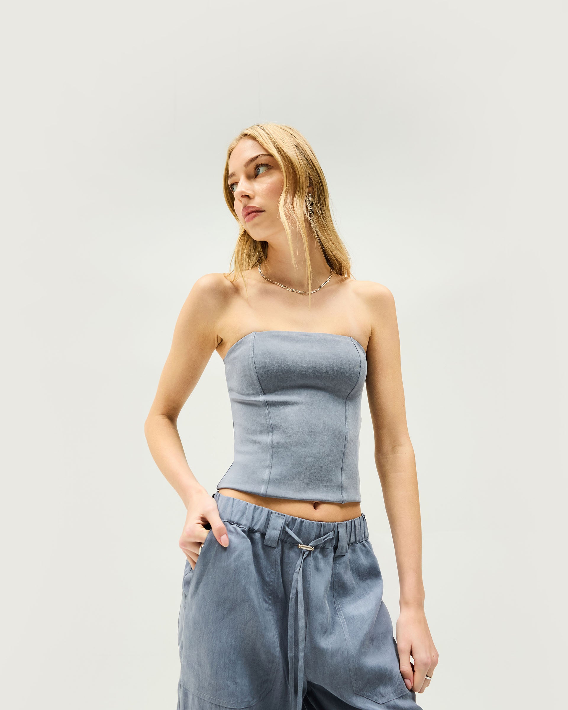 Elevate Strapless Top - Steel Blue