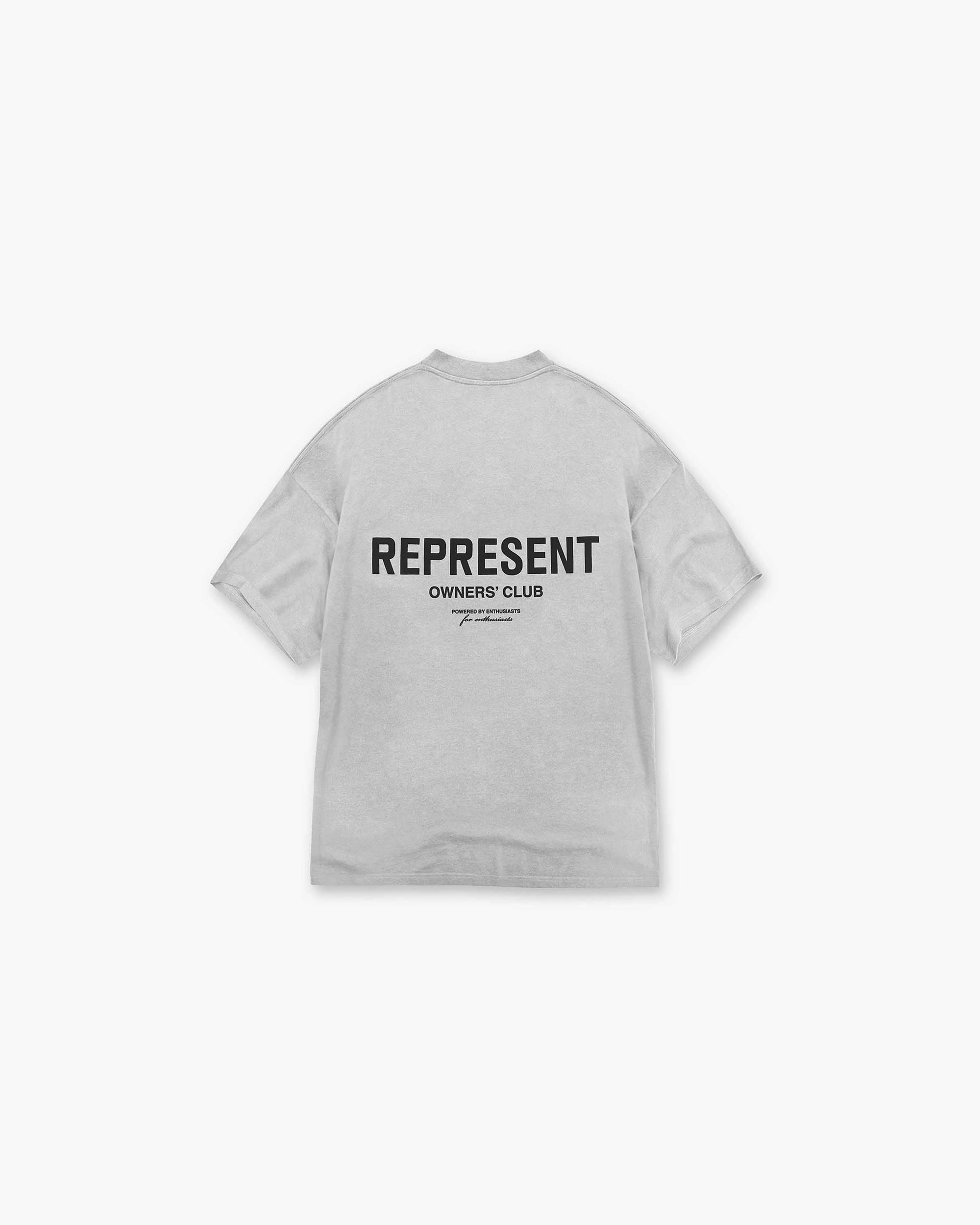 Front product image of a mens grey t-shirt on a plain white background | Represent Owners Club T-Shirt in Ash Grey | Classic fit t-shirt | Owners Club T-Shirts | Represent Clo