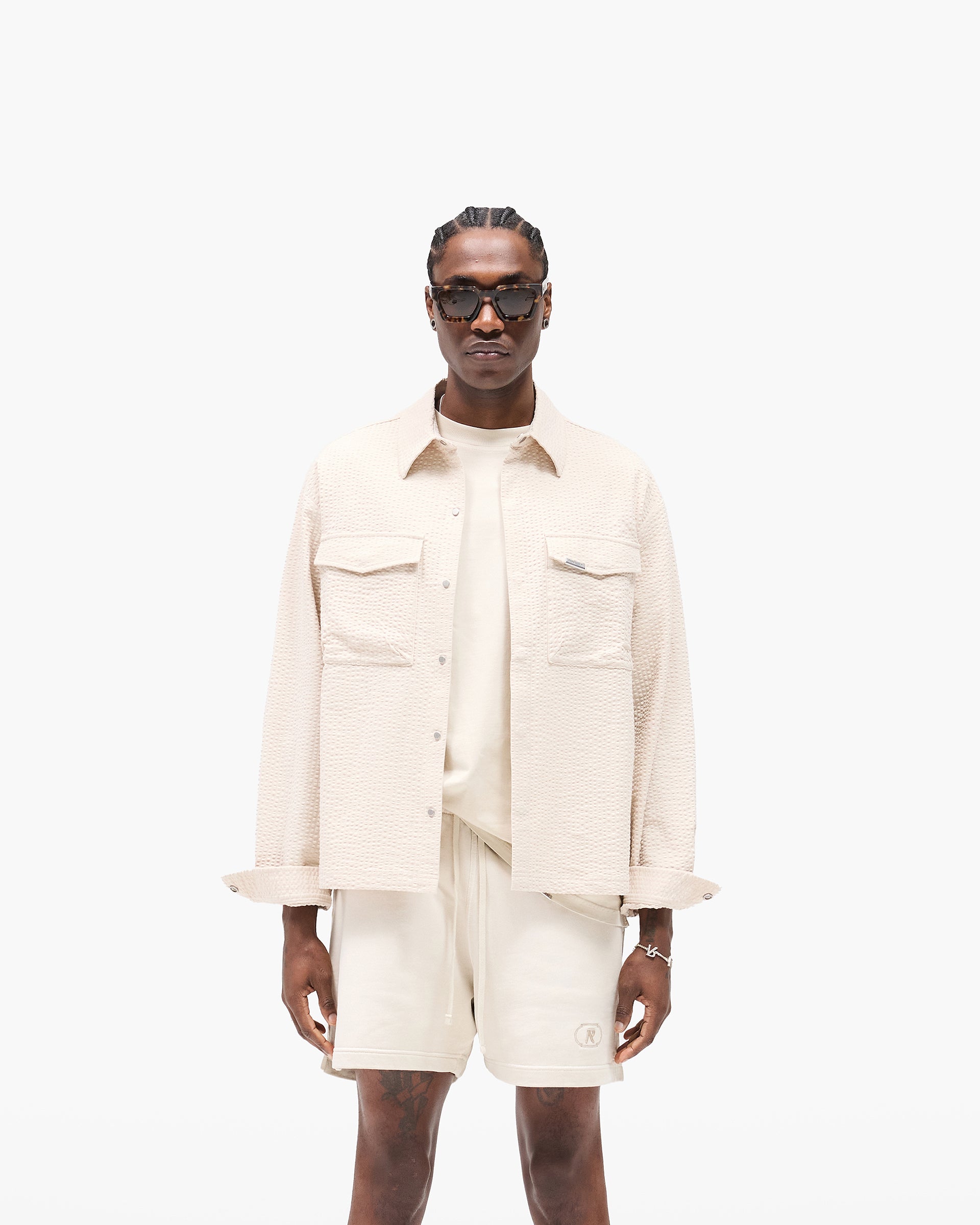 Textured Long Sleeve Shirt - Champagne