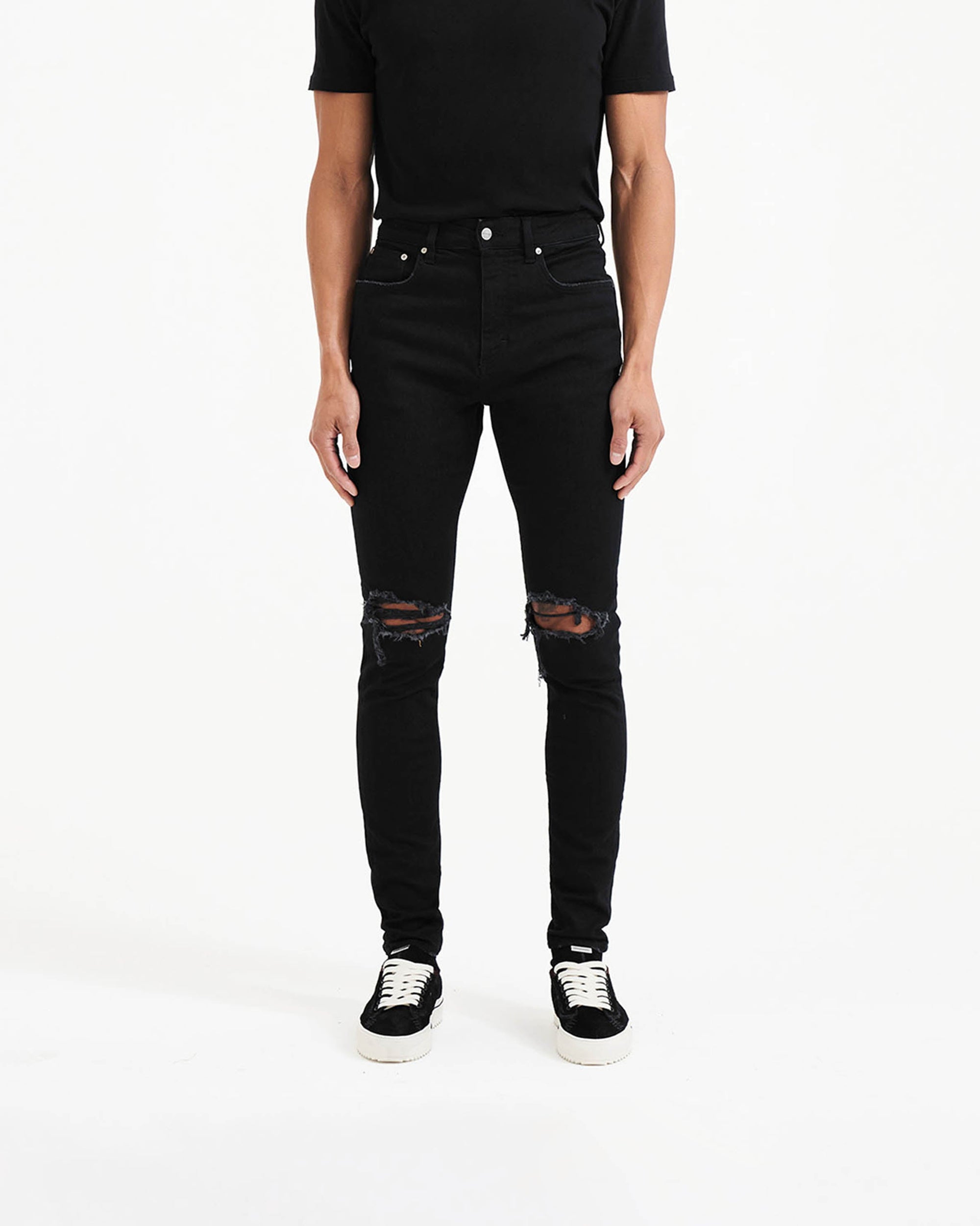 Men's Black Ripped Jeans | Represent Clo