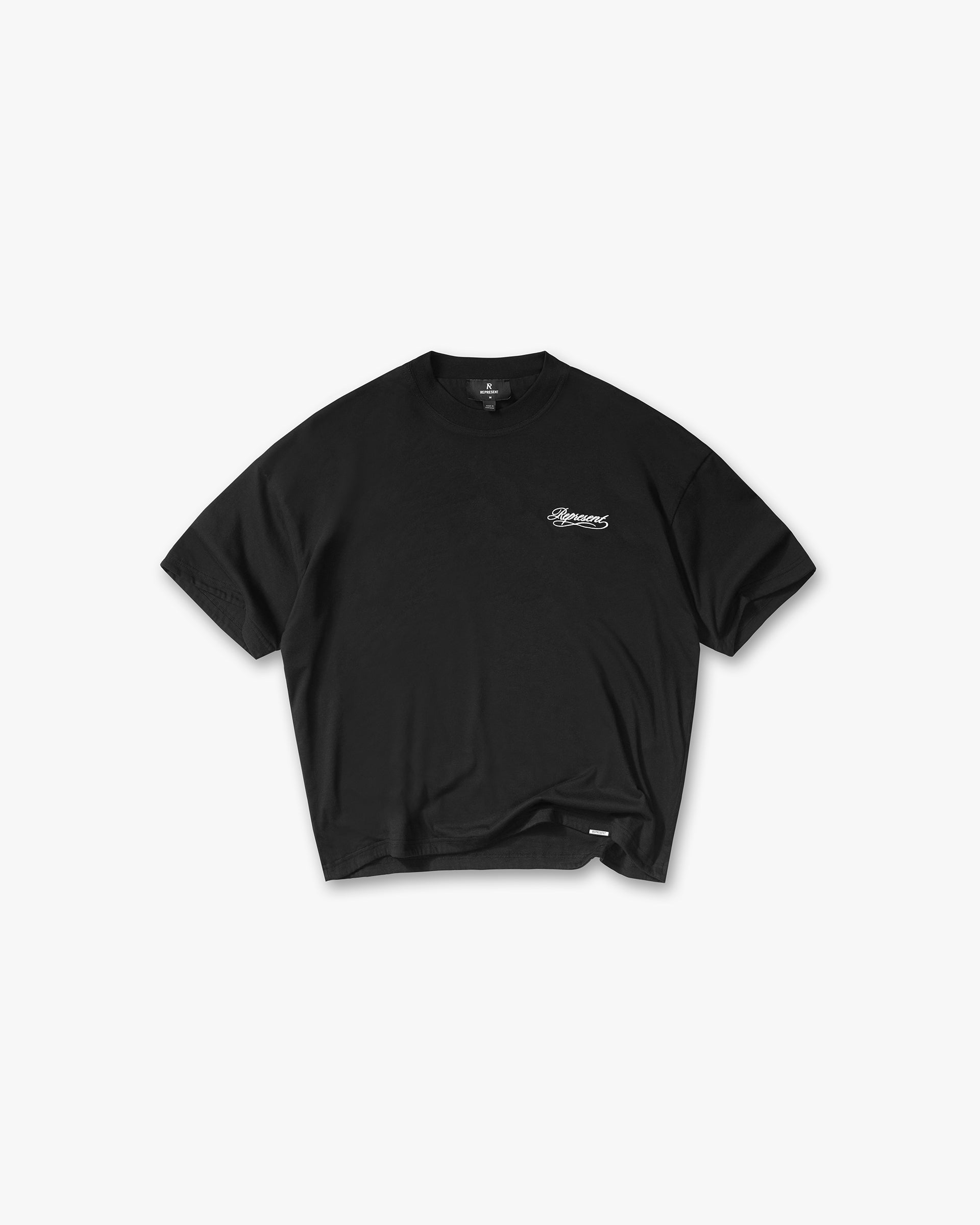 Dual Layer Script T-Shirt - Jet Black