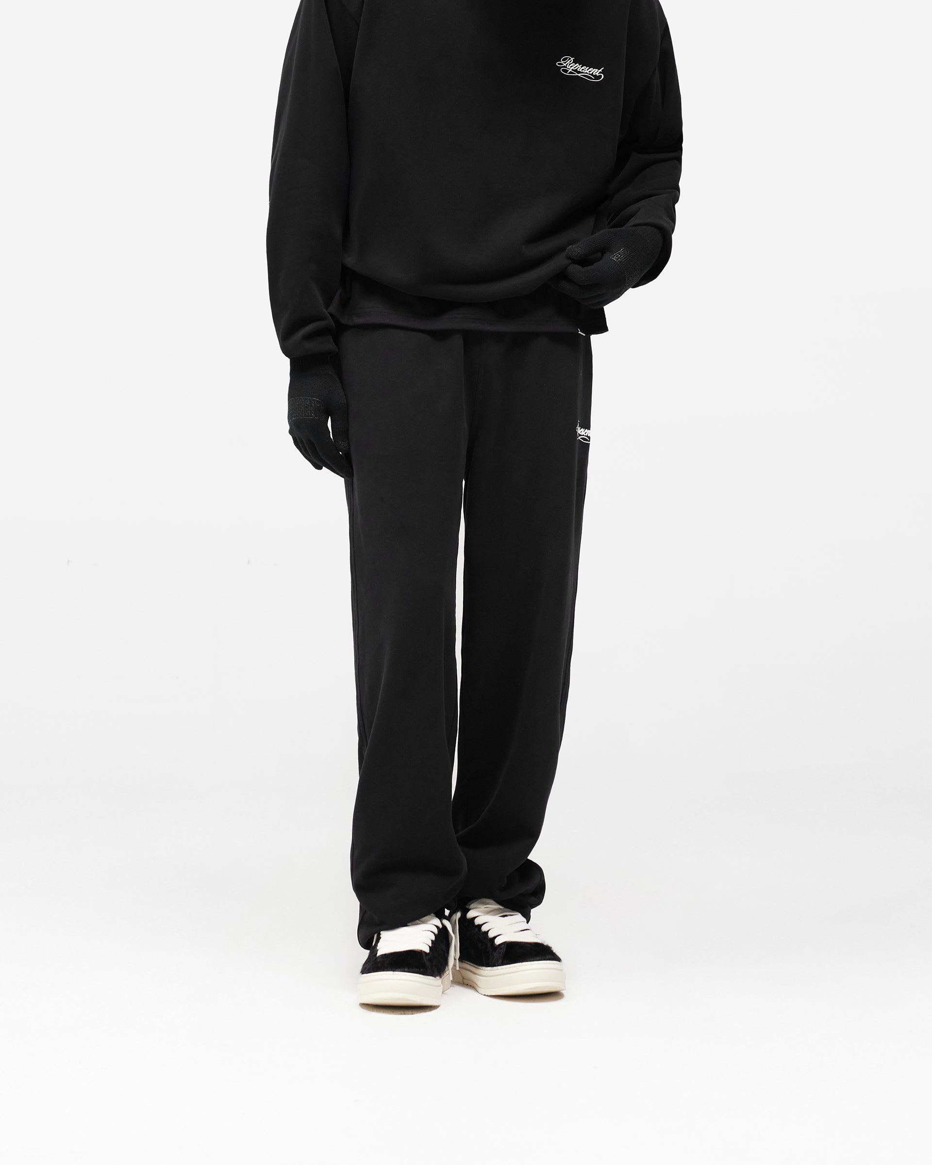 Dual Layer Script Sweatpants - Jet Black