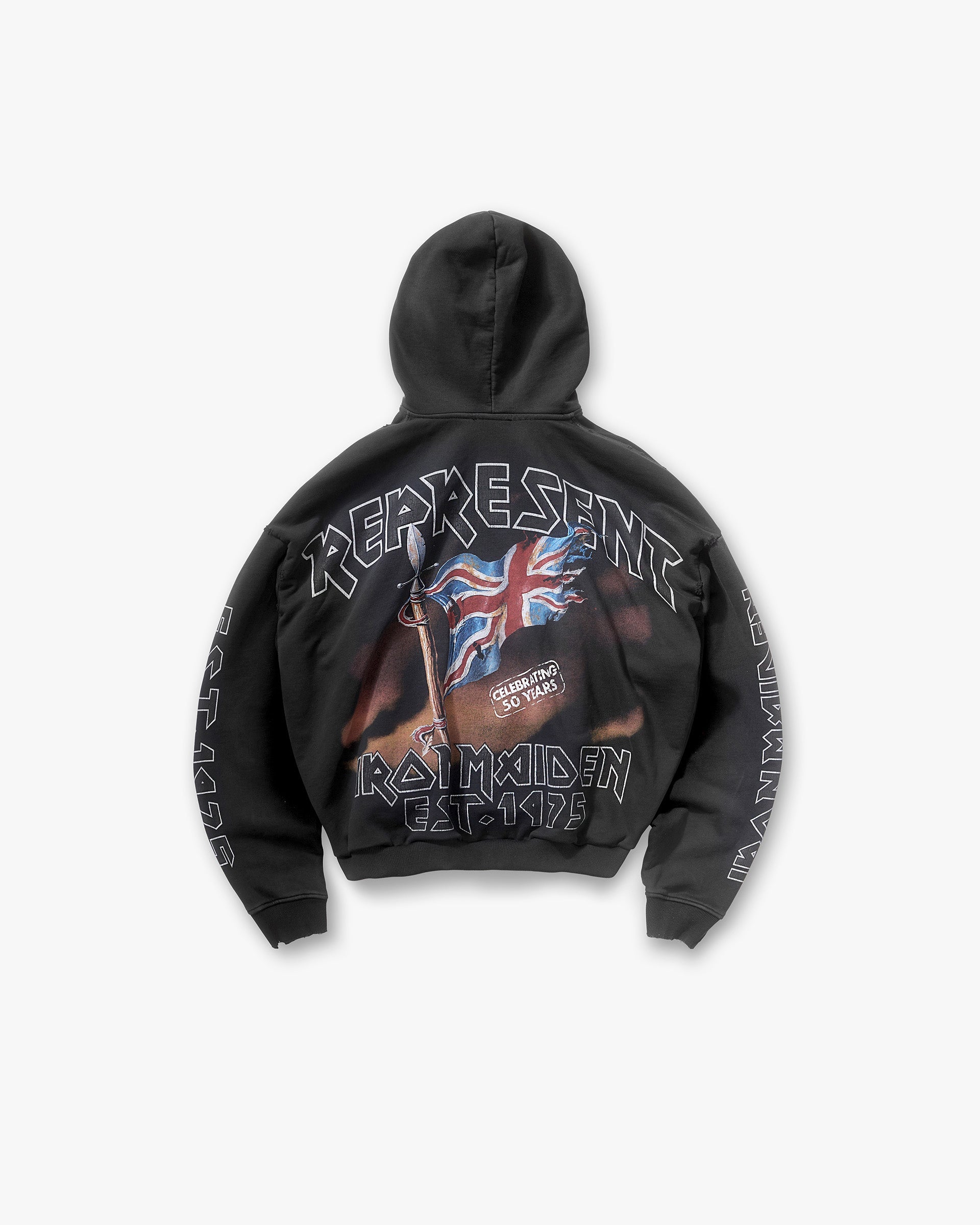 Represent X Iron Maiden Steed Hoodie - Stained Black