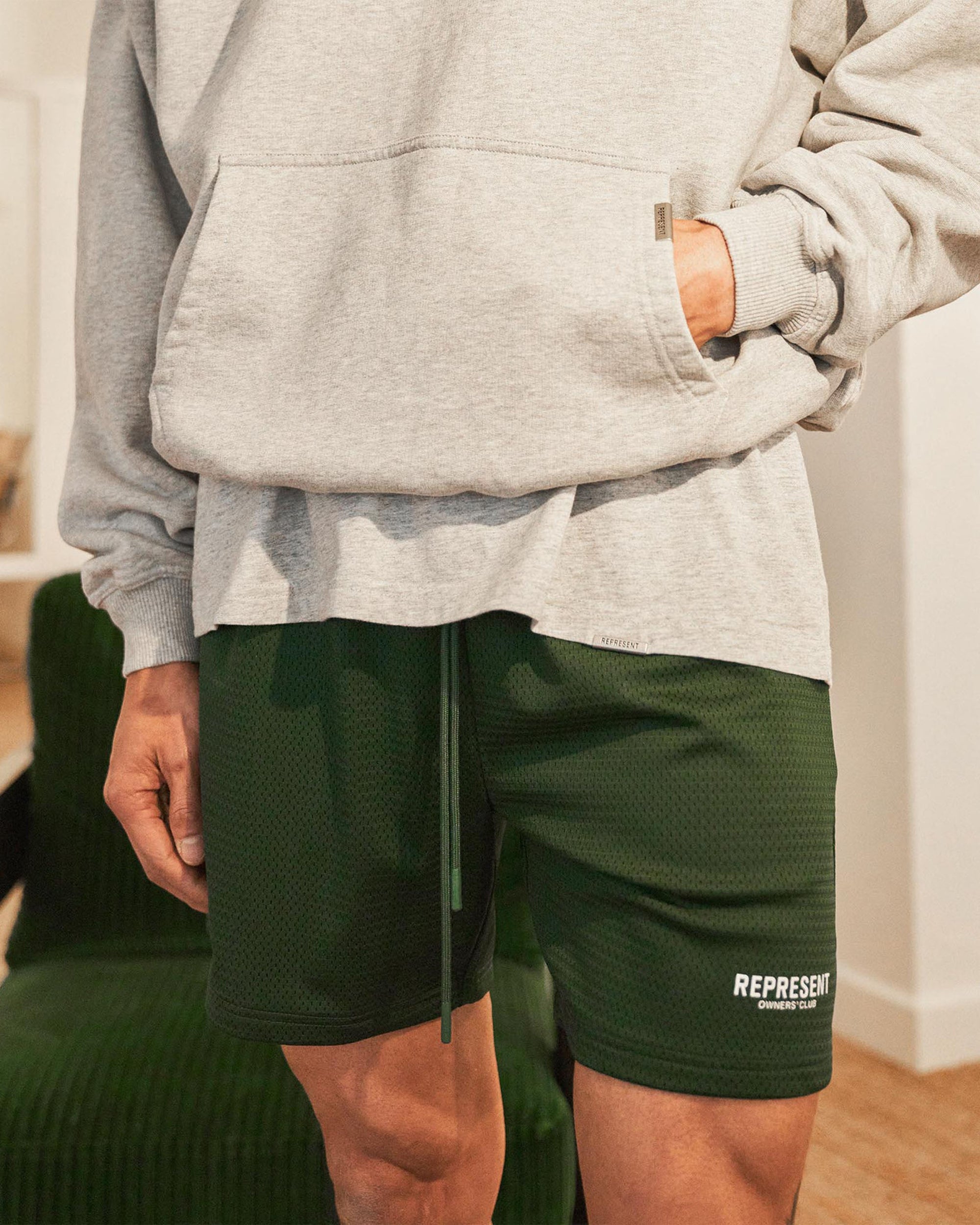 Represent Owners Club Mesh Shorts | Racing Green Shorts Owners Club | Represent Clo