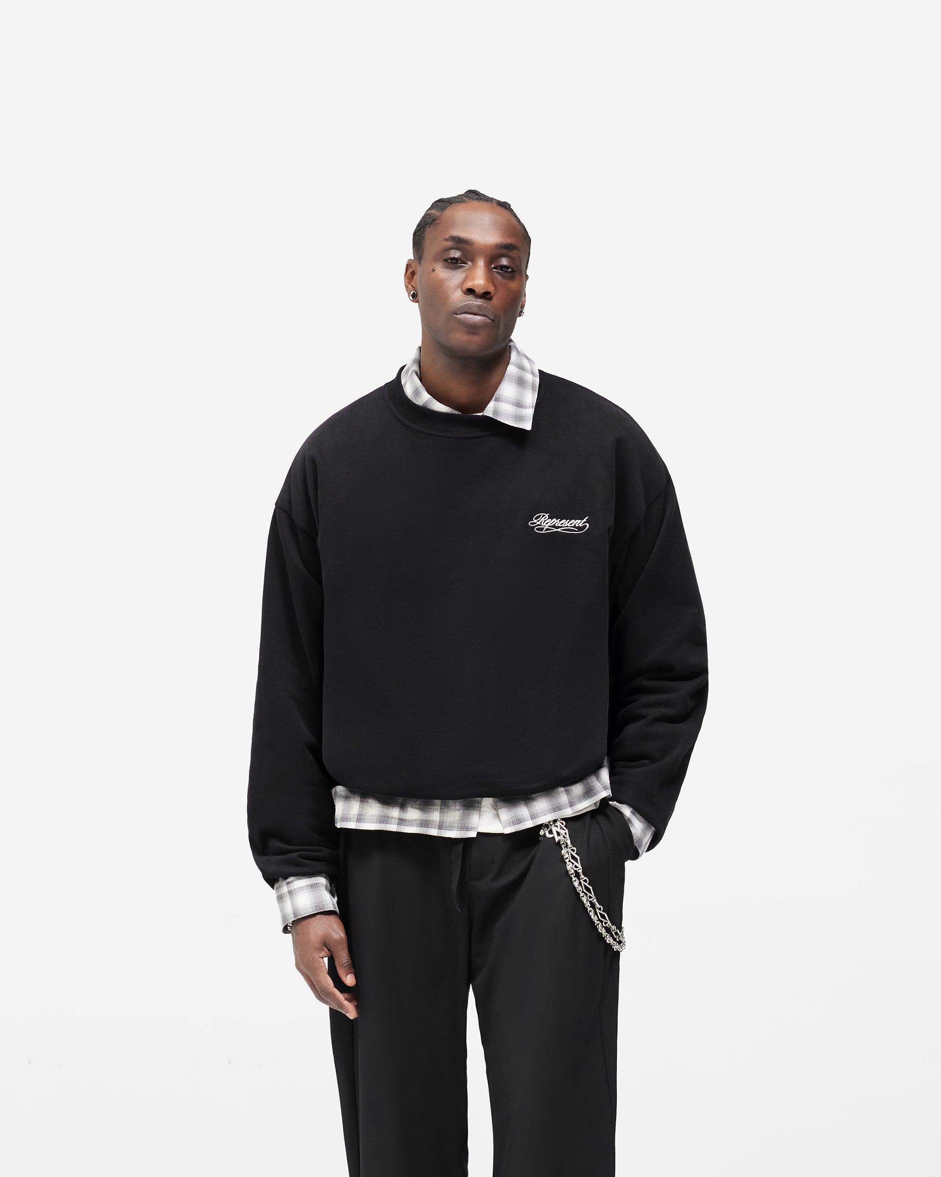 Dual Layer Script Sweater - Jet Black