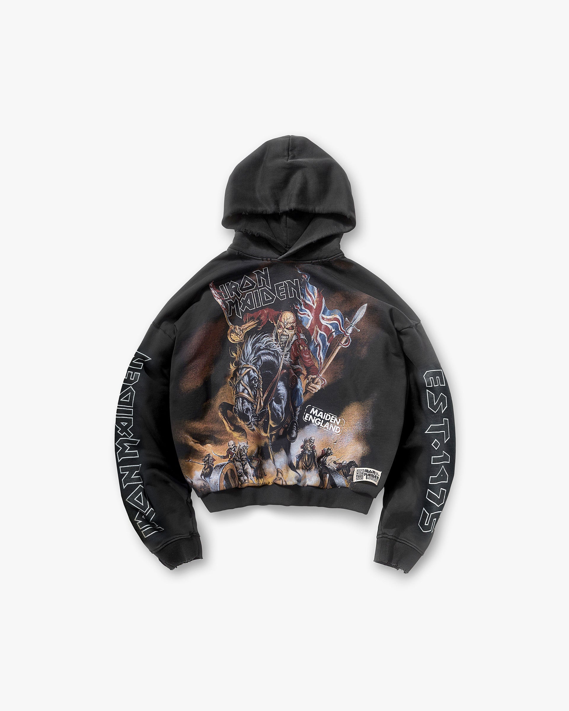 Represent X Iron Maiden Steed Hoodie - Stained Black