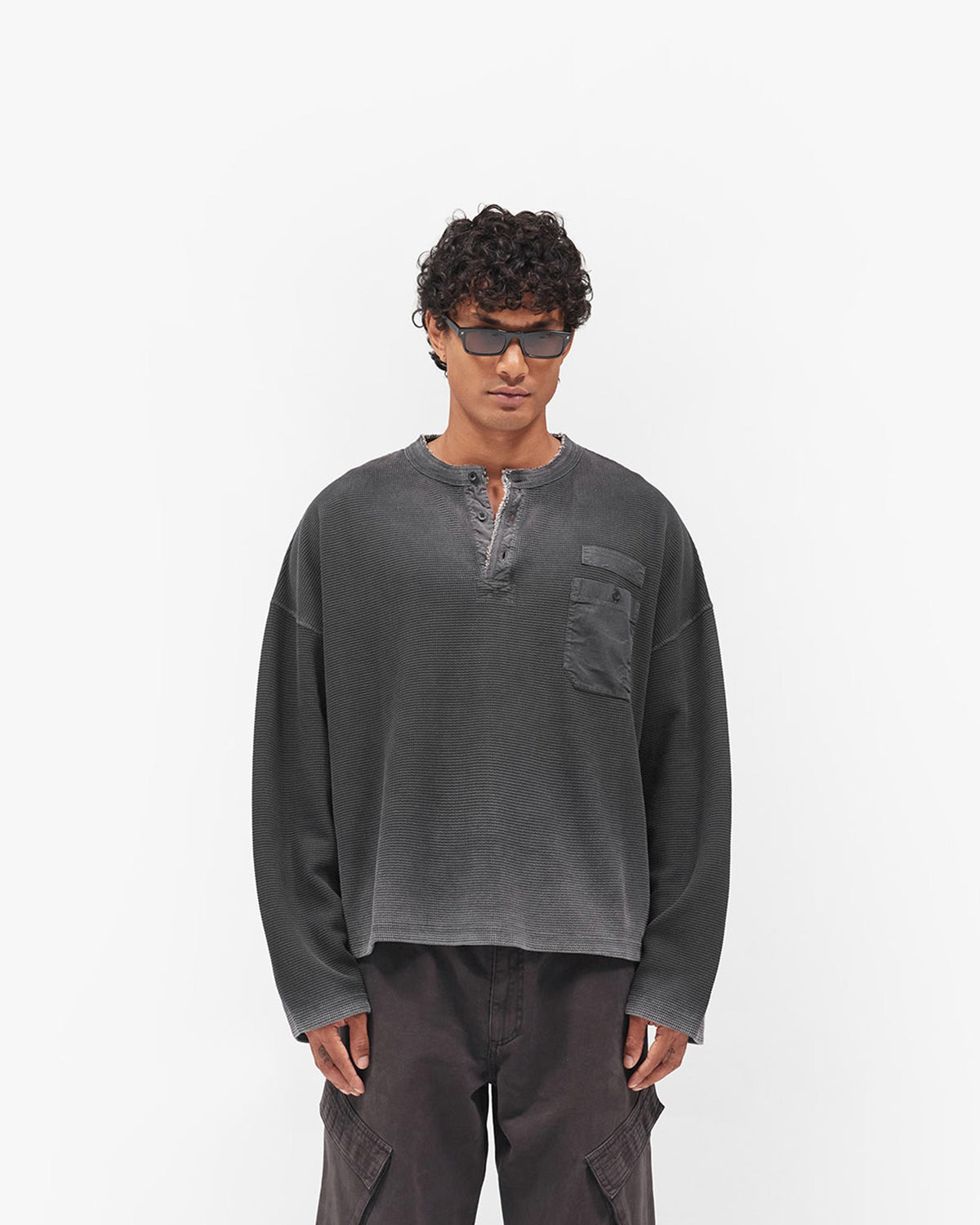Heavyweight Henley Sweater - Vintage Black
