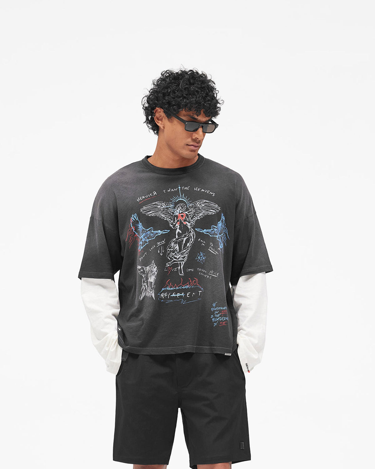 Heavier Than The Heavens Long Sleeve T-Shirt - Washed Black
