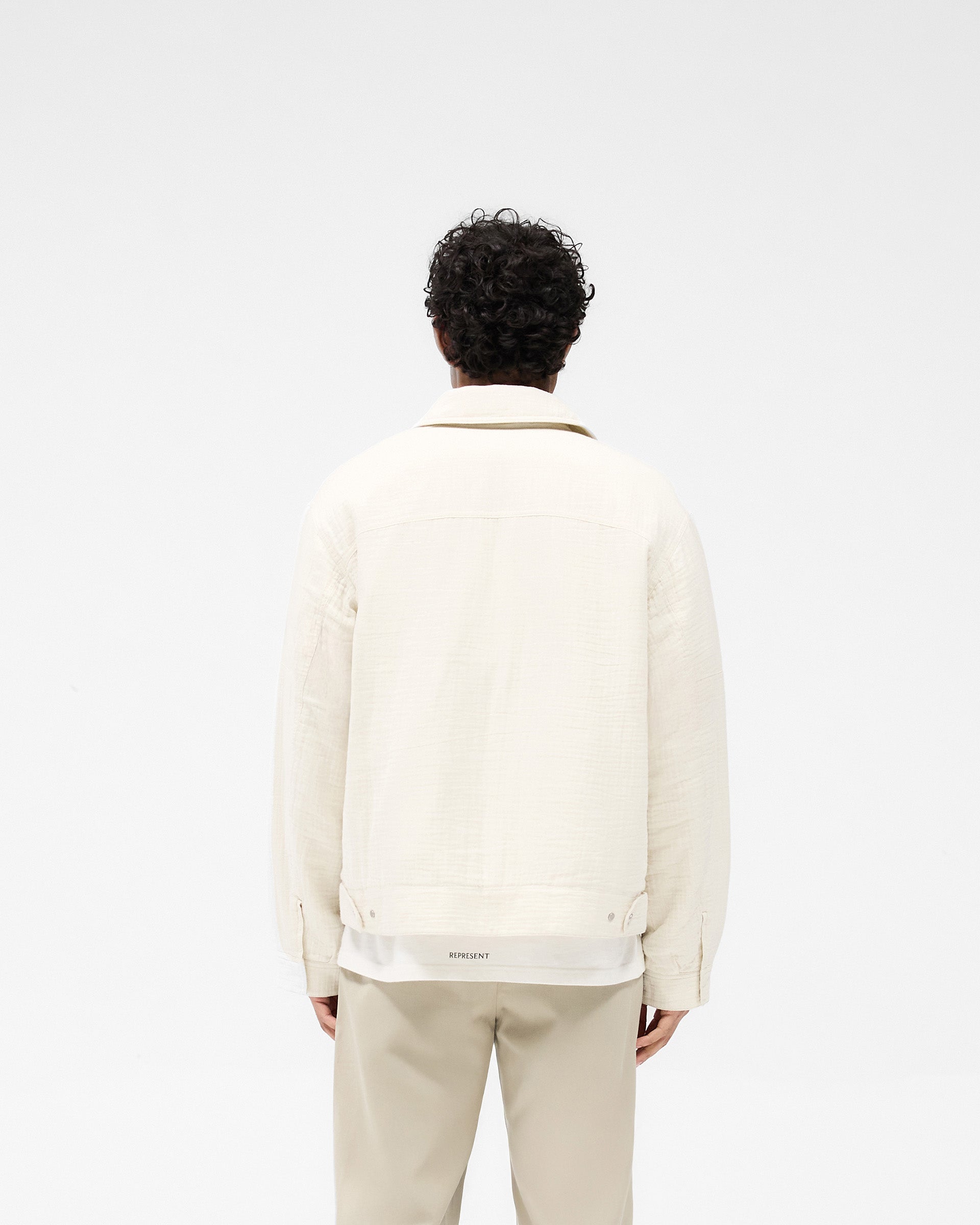 Crinkle Trucker Jacket - Ecru