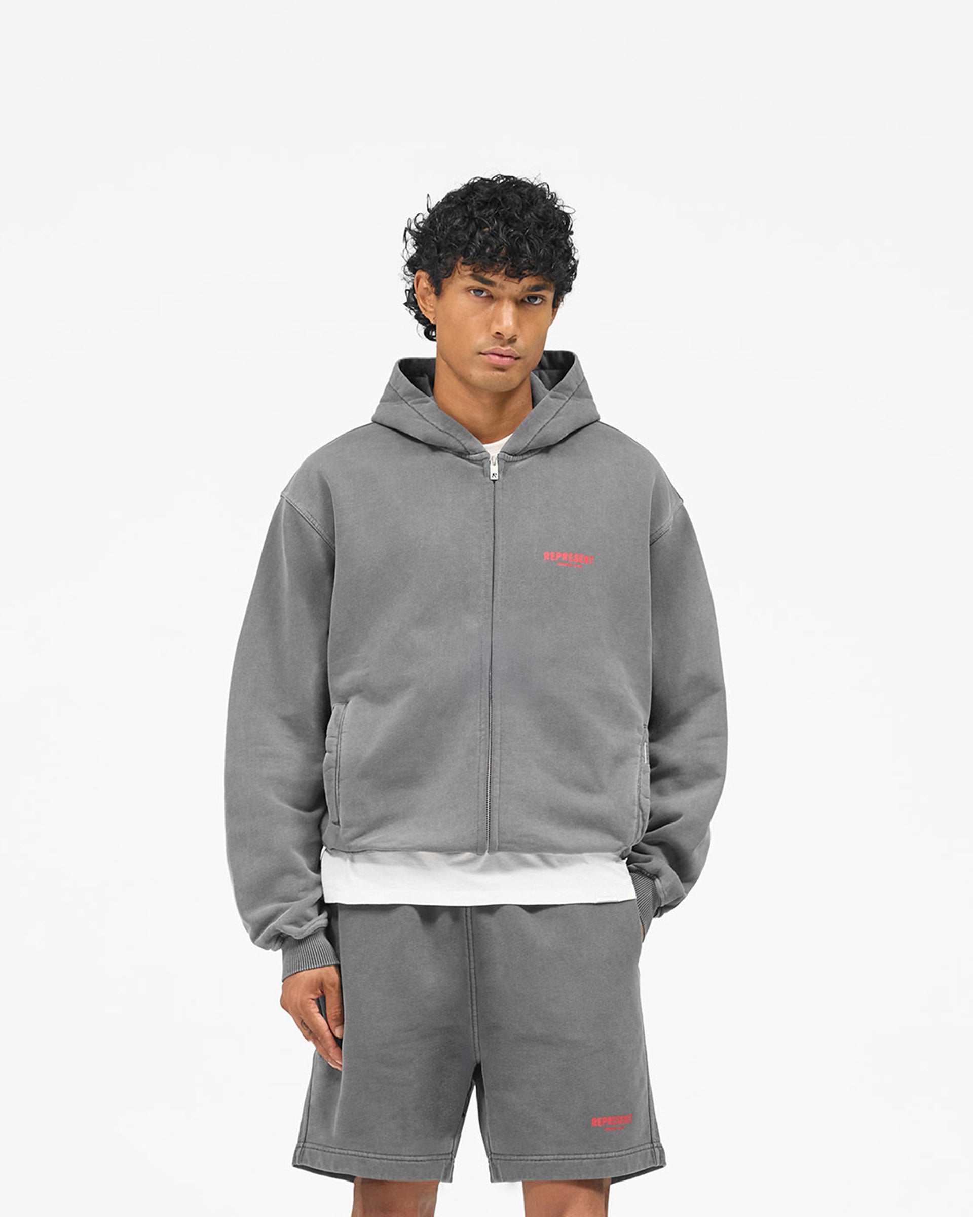 Represent Owners Club Zip Hoodie - Washed Black