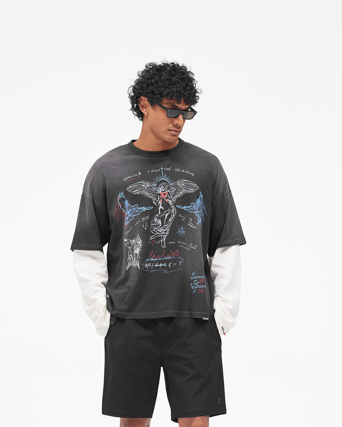 Heavier Than The Heavens Long Sleeve T-Shirt - Washed Black