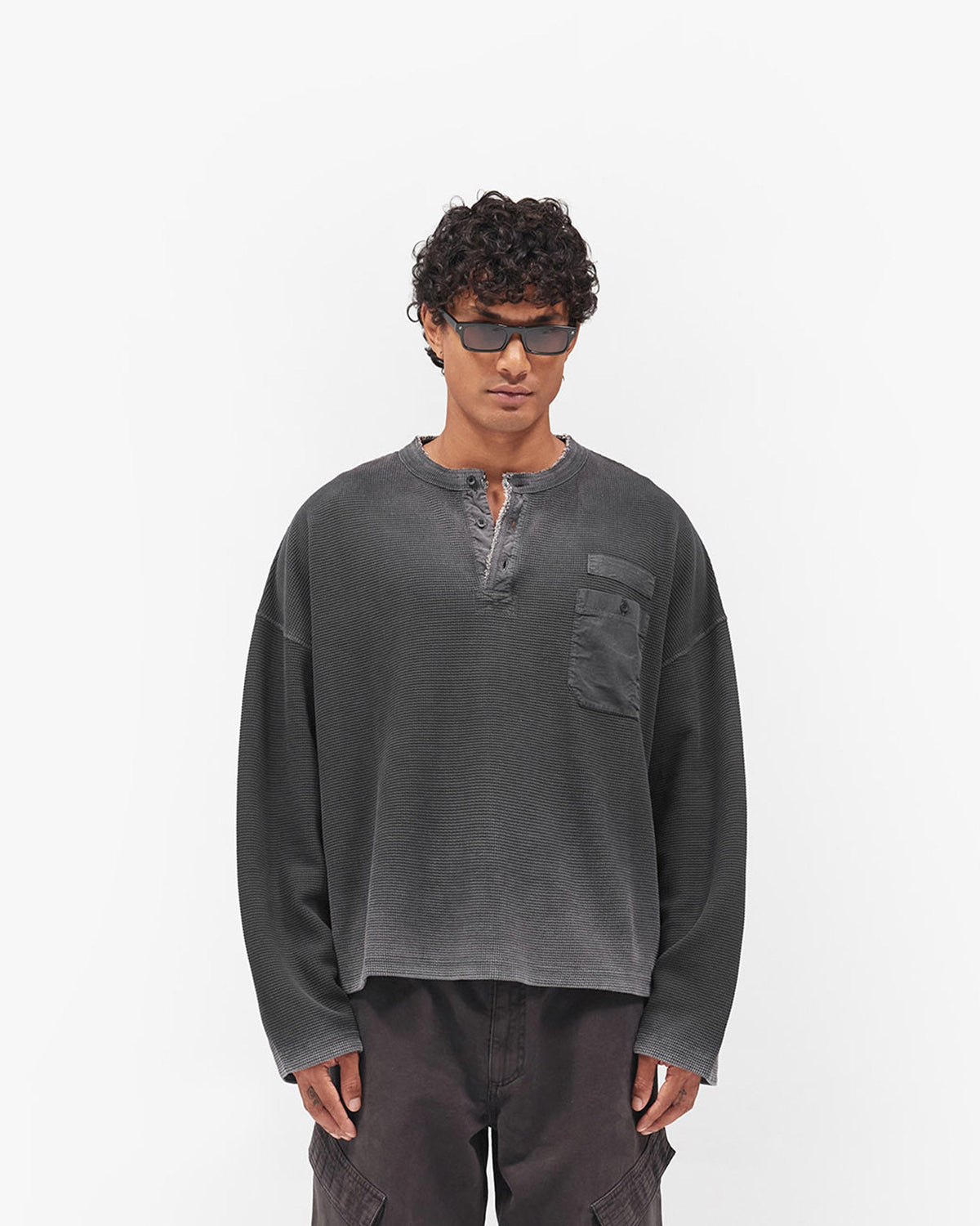 Heavyweight Henley Sweater - Vintage Black