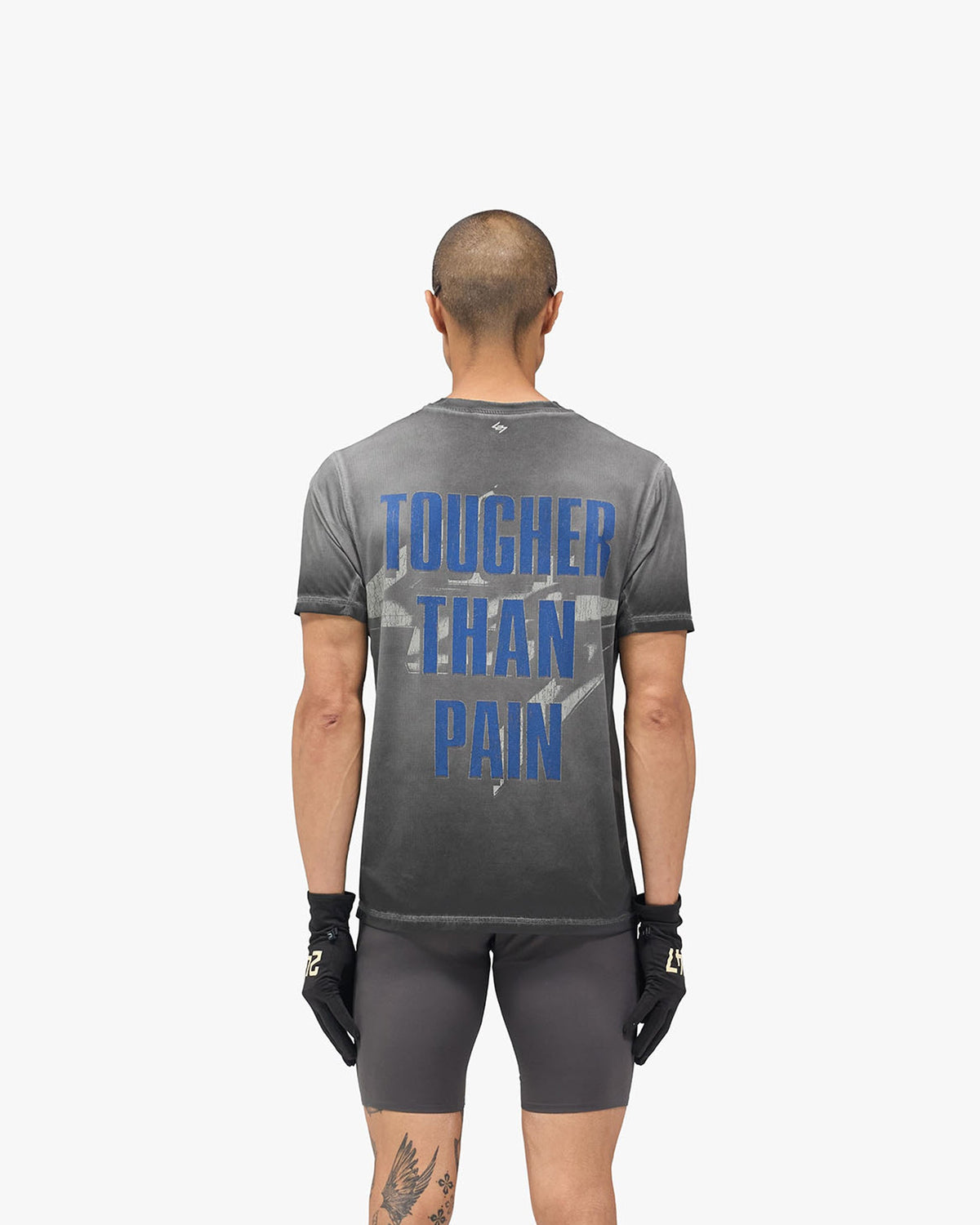 247 New York T-Shirt - Washed Grey - Cropped Model - Back