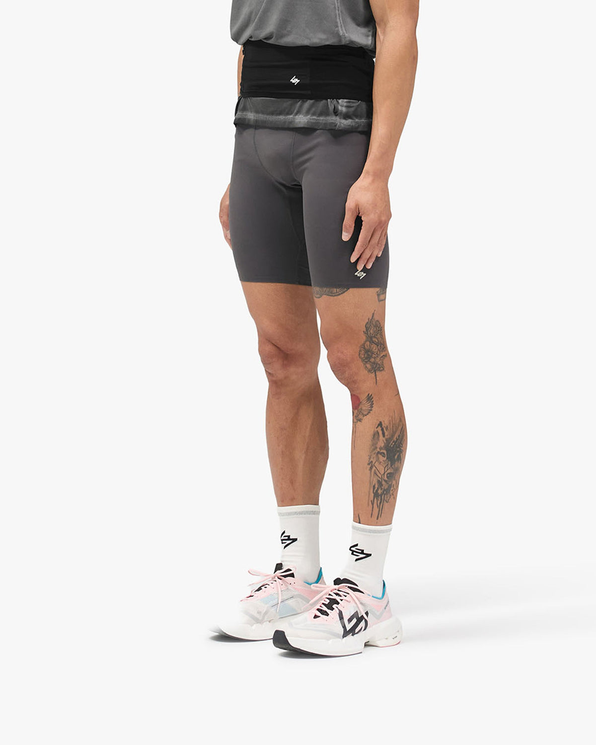 247 Race Half Tight - Washed Grey - Cropped Model - Front