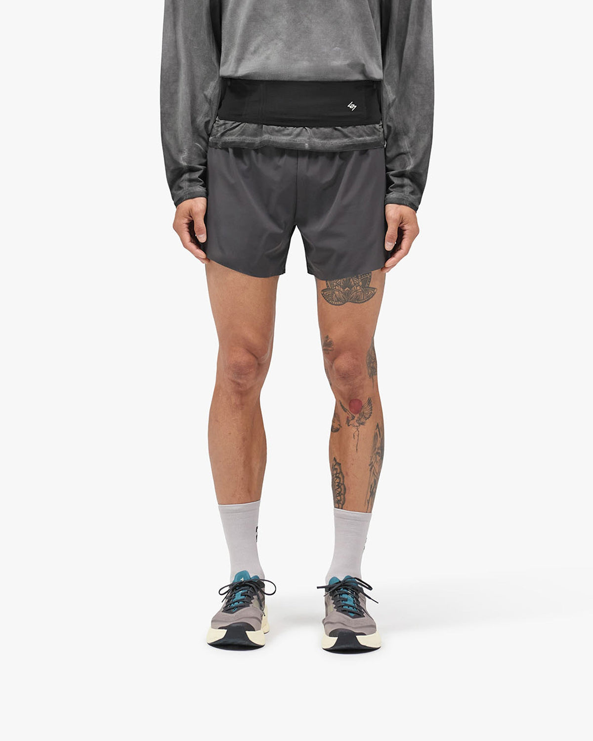 247 Race Short - Washed Grey - Cropped Model - Front