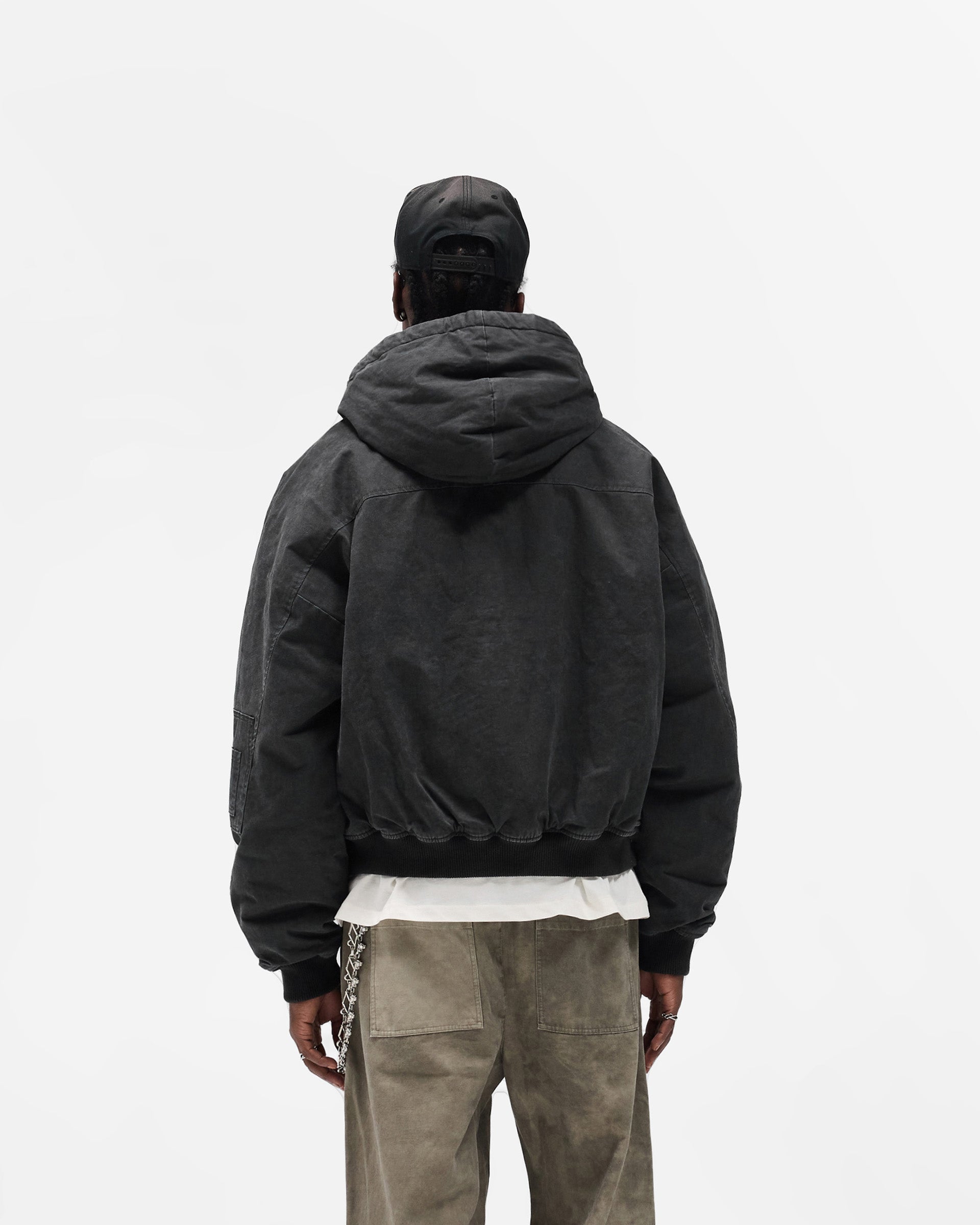 Hooded Bomber - Washed Black