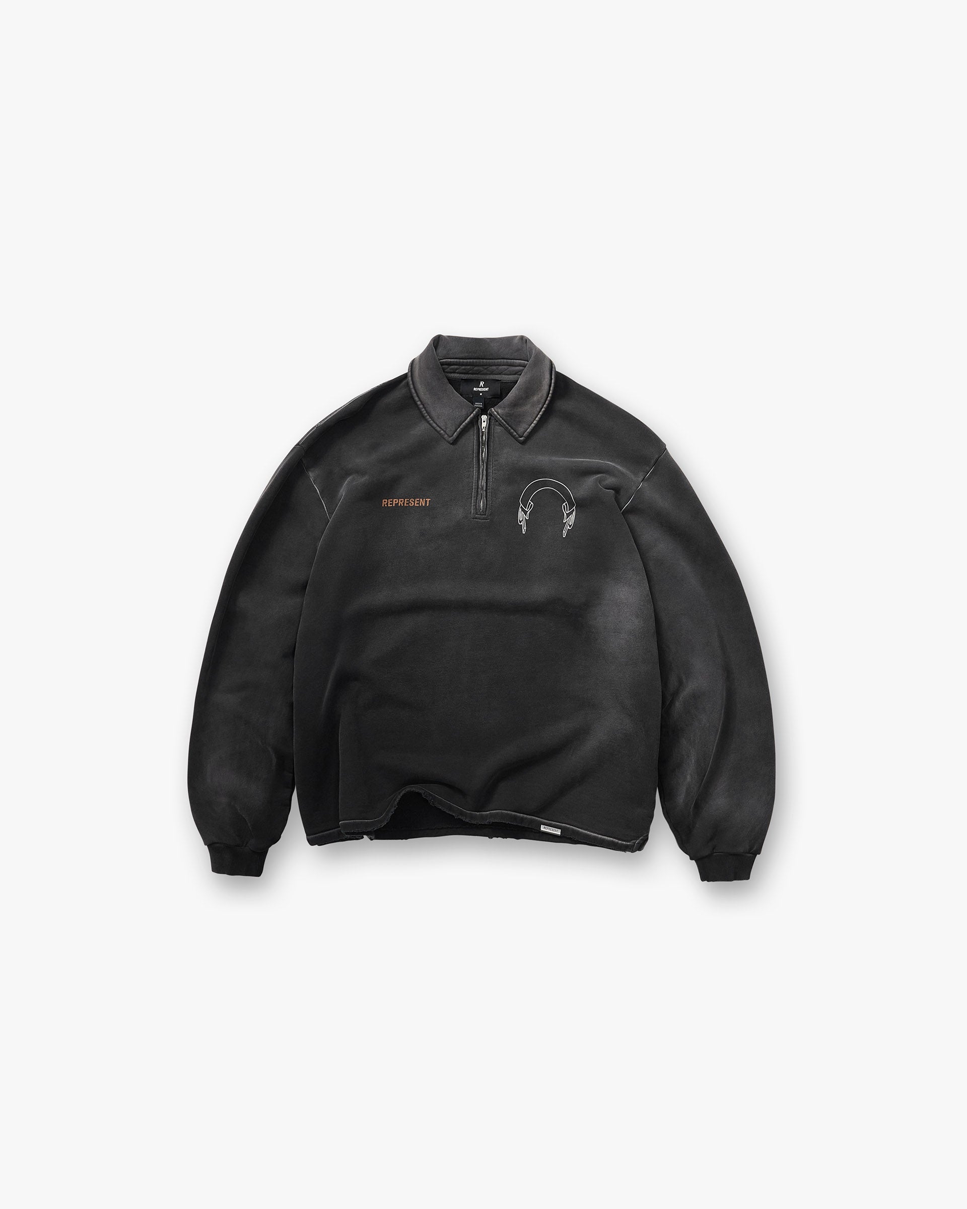 Represent Banner Quarter Zip Sweatshirt - Stained Black