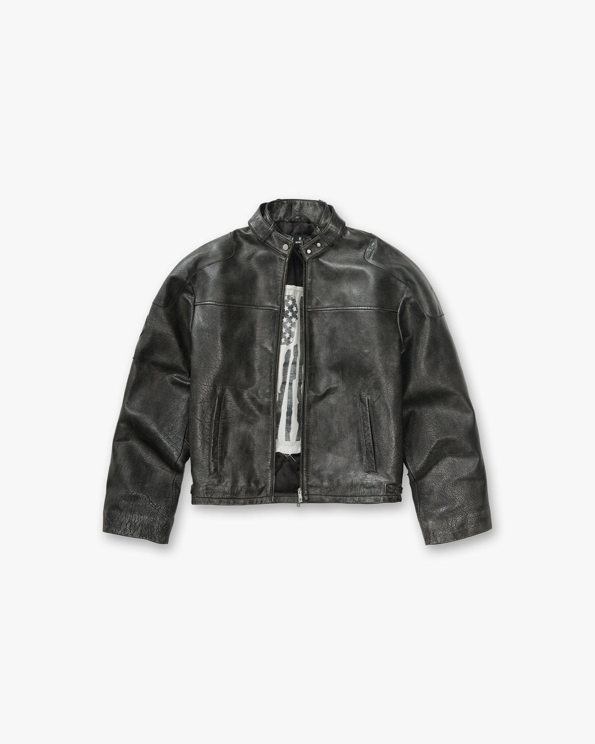 Flag Leather Bomber - Black - Packshot