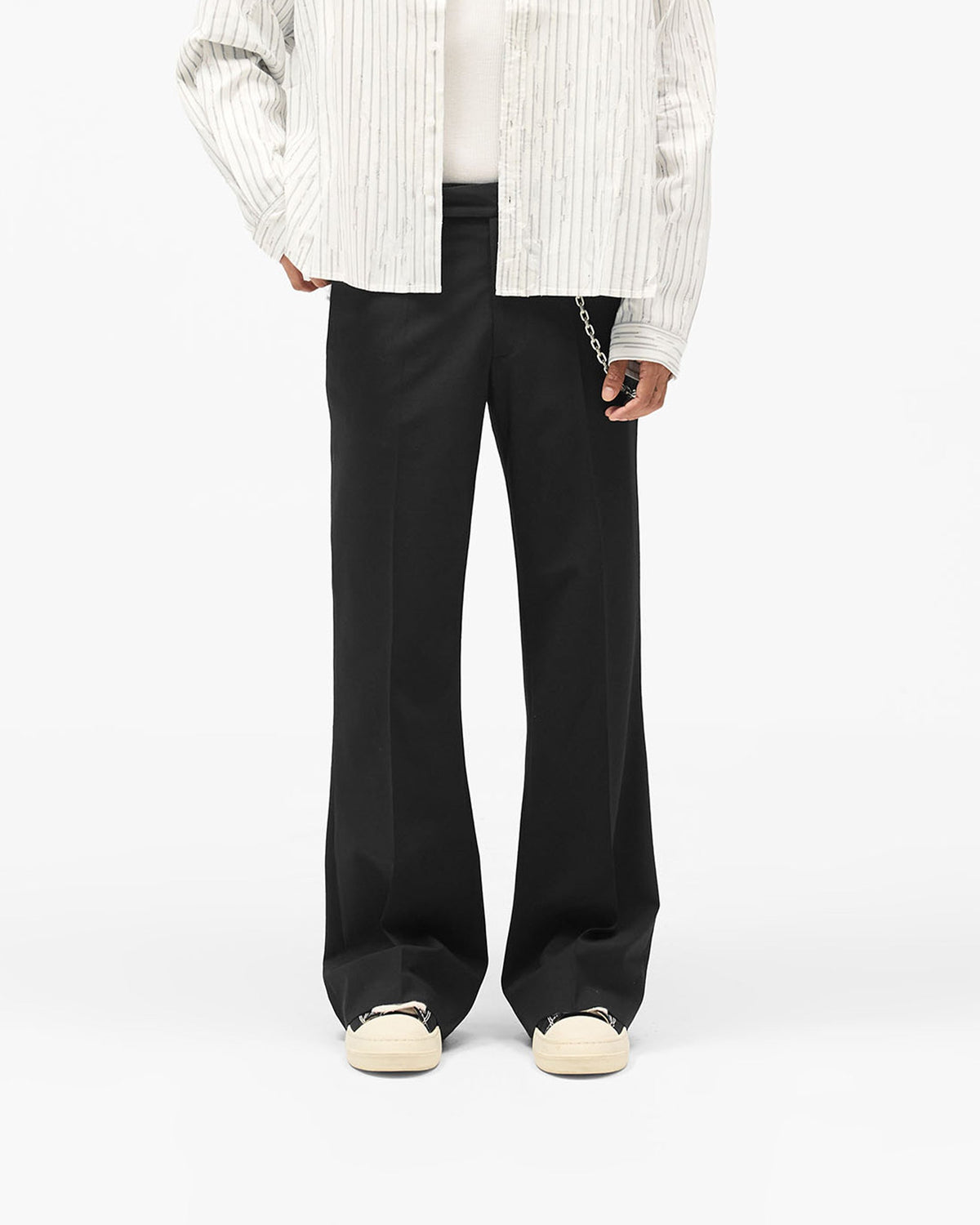 Flare Pant - Black - Cropped Model - Front