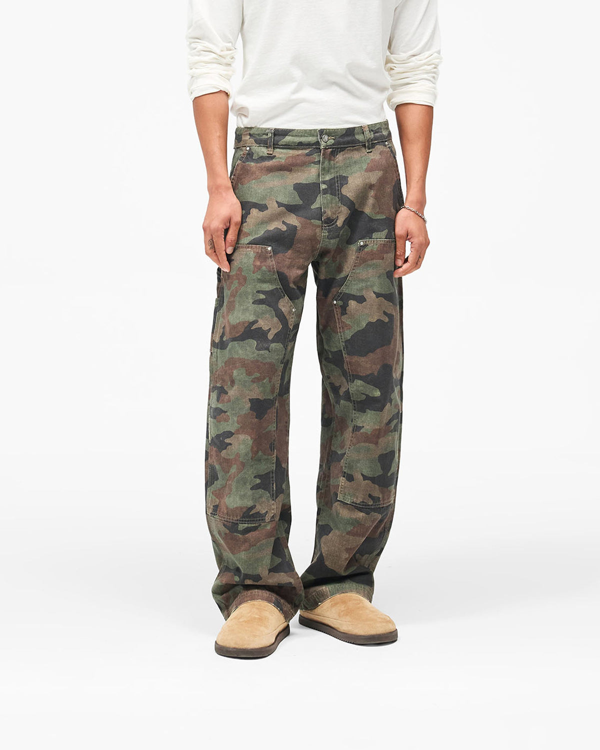 Heaton Camo Workwear Pant - Camo - Cropped Model - Front