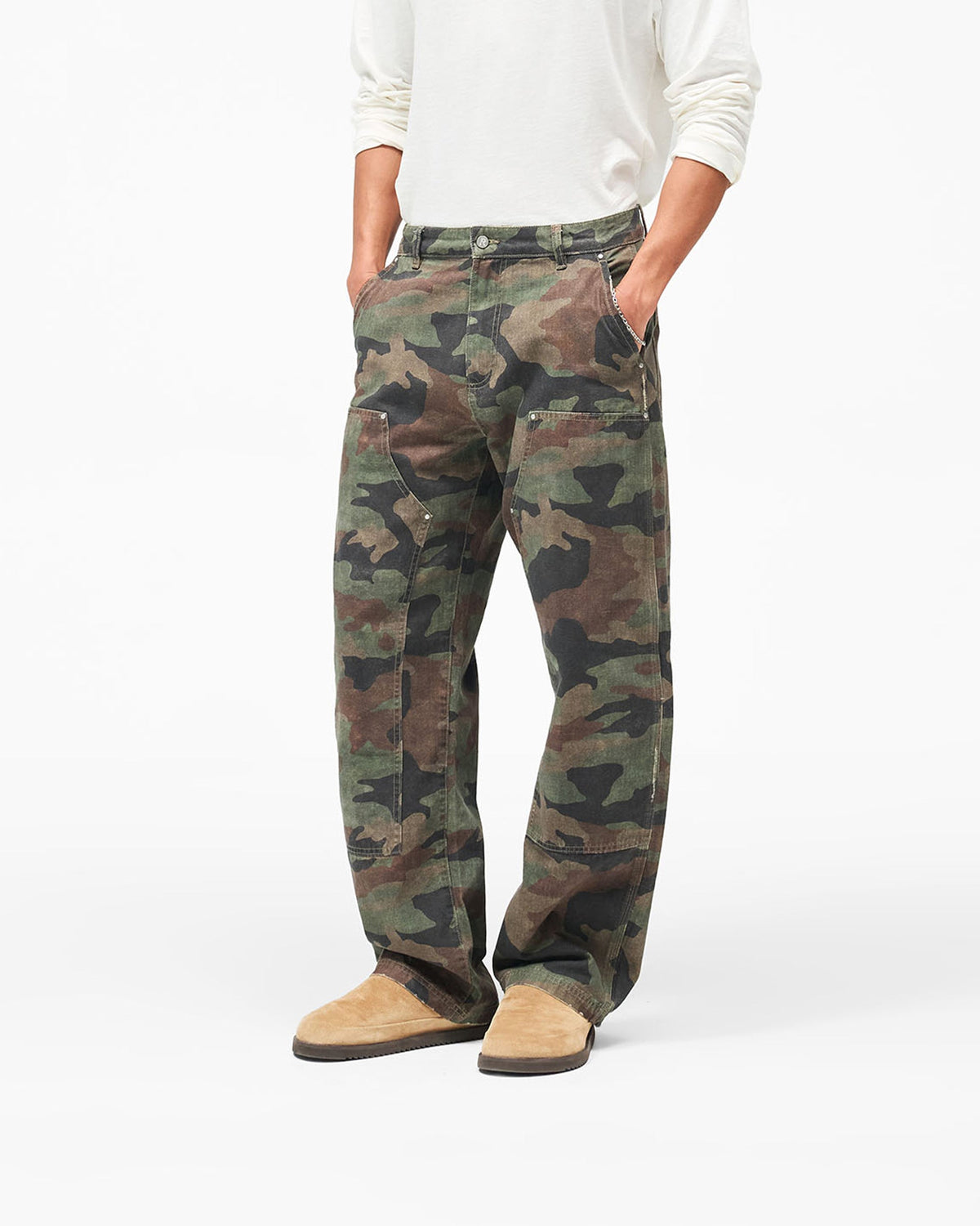Heaton Camo Workwear Pant - Camo - Cropped Model - Front