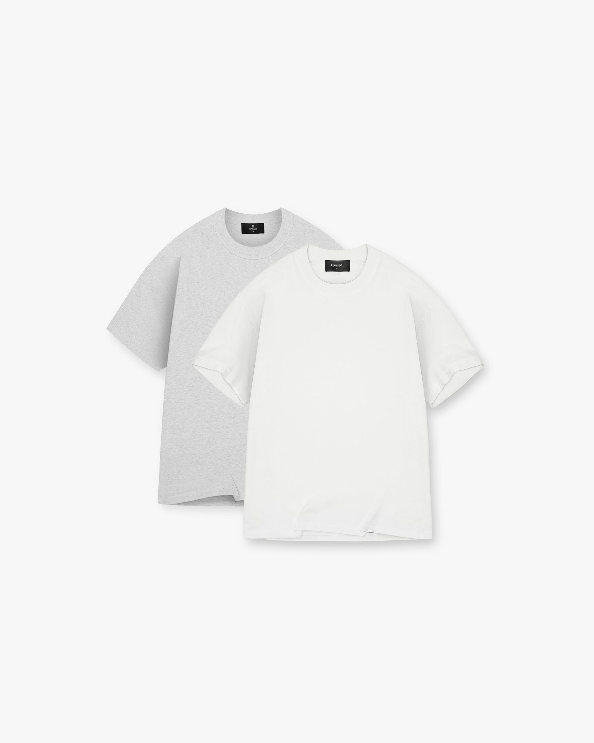 2 x Initial T-Shirt - Flat White & Ice Grey Marl