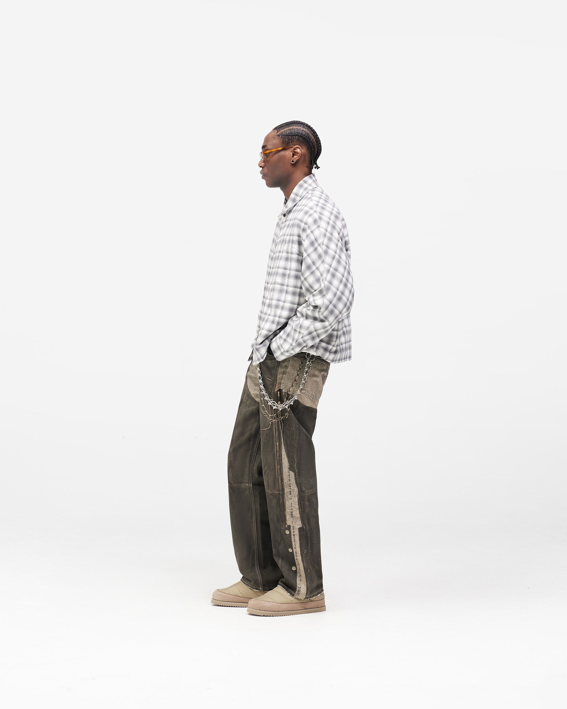 Arch Flannel Shirt - Flat White Jet Black