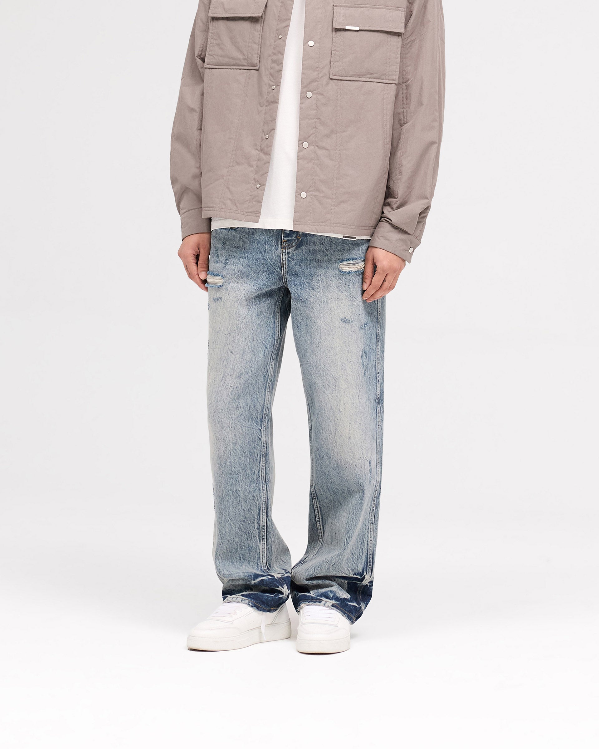 R3 Distressed Baggy Denim - Blue Cream